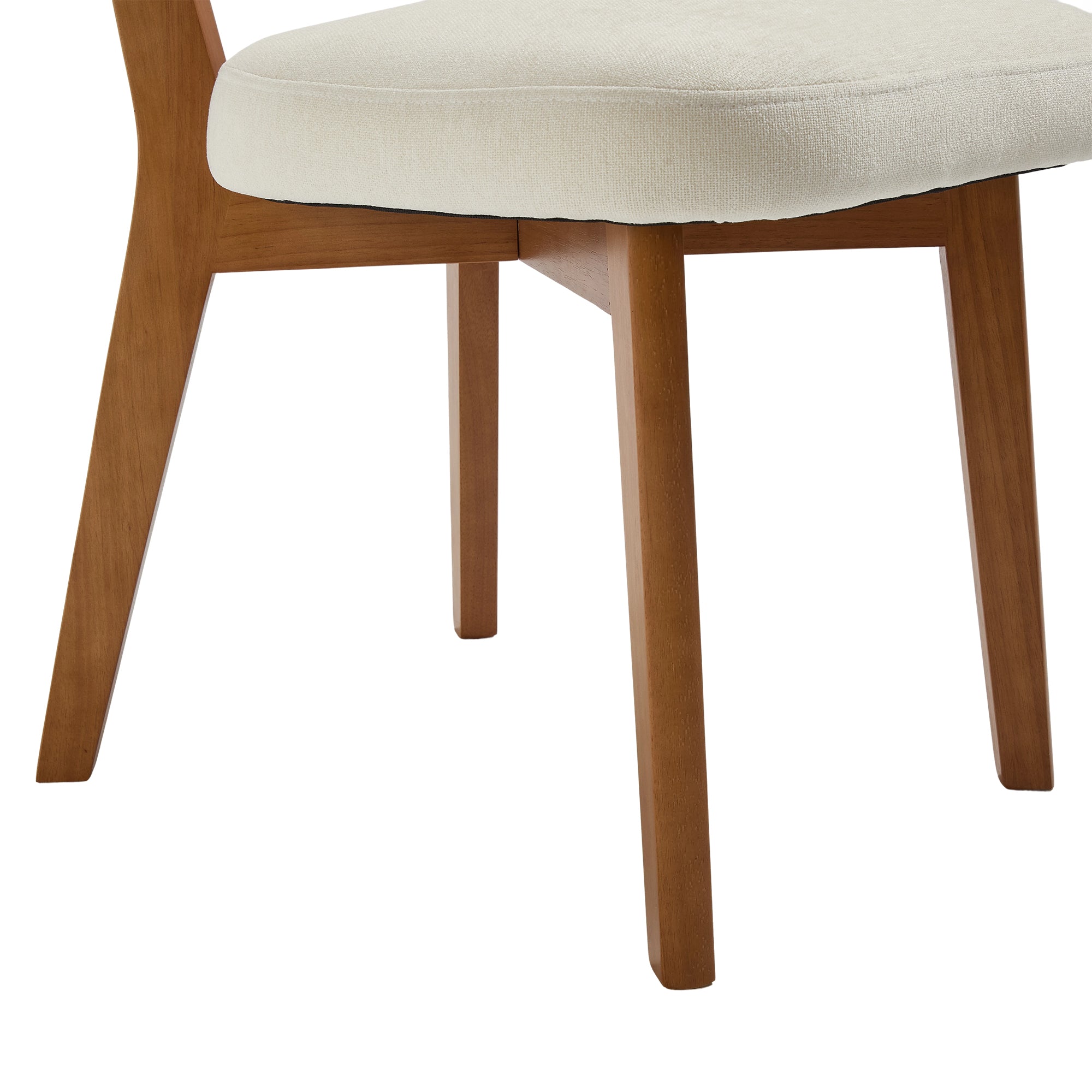 Logidon Set van 2 eetkamerstoelen Modern Retro met massief houten poten Beige