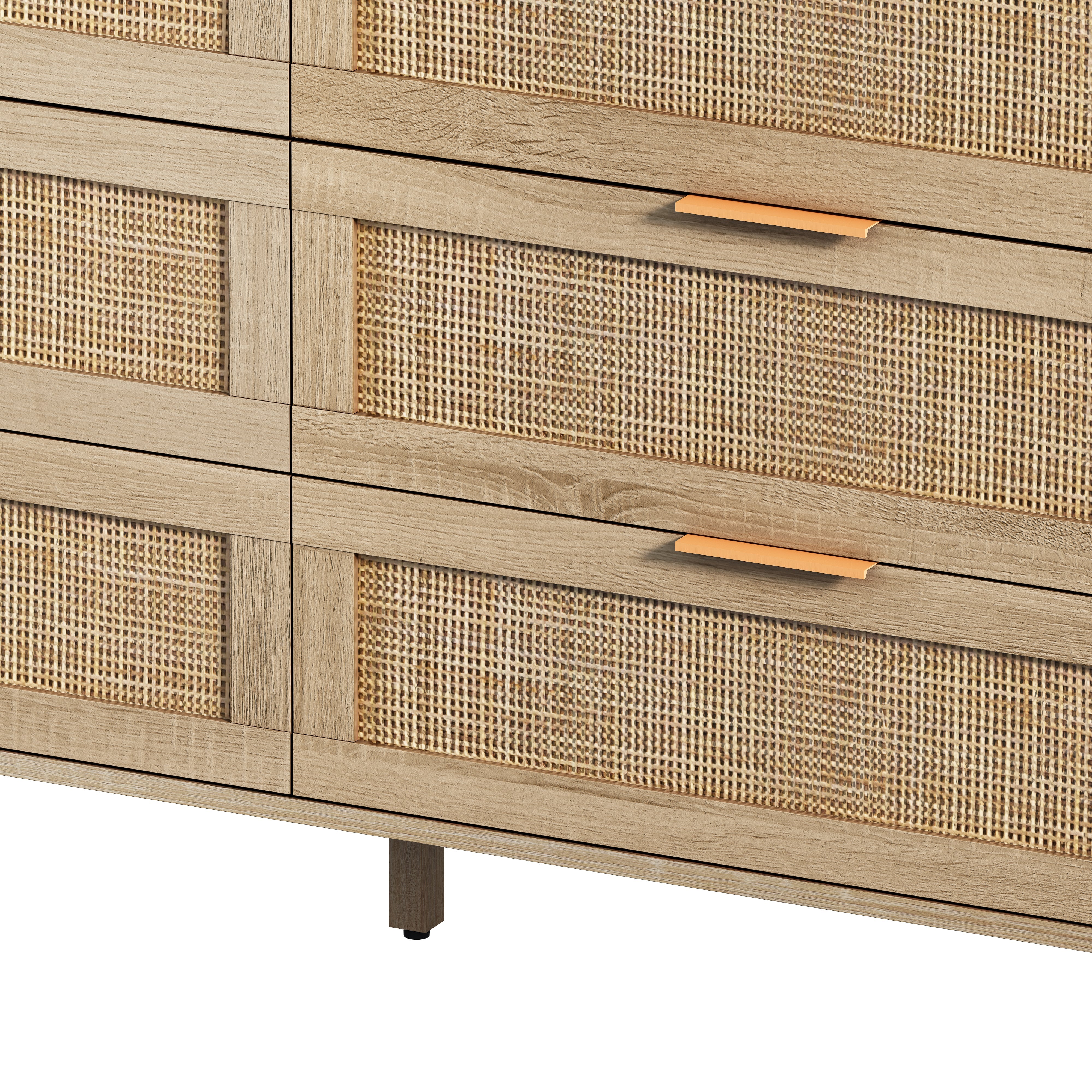 Logidon 130 cm rotan dressoir met 6 lades naturel rotan