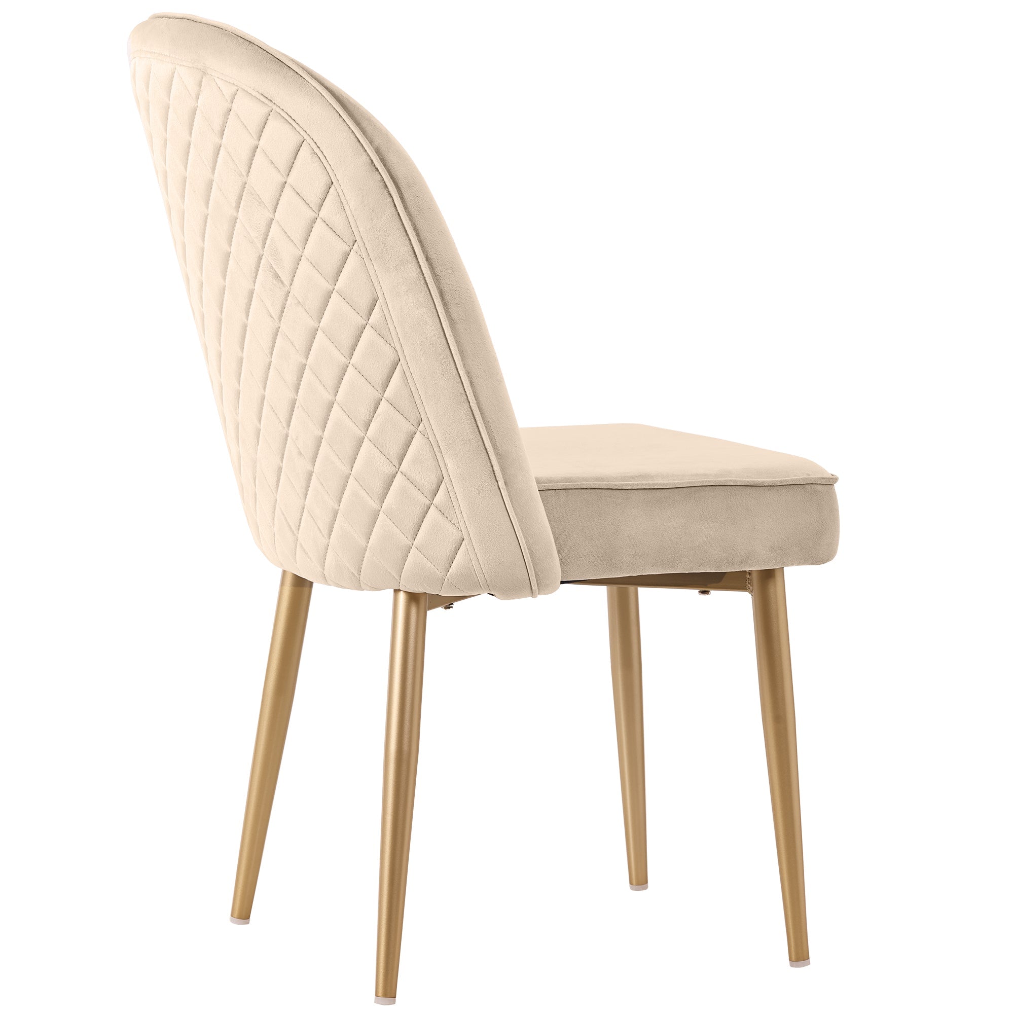 Logidon Set van 2 eetkamerstoelen beige fluweel met gouden poten