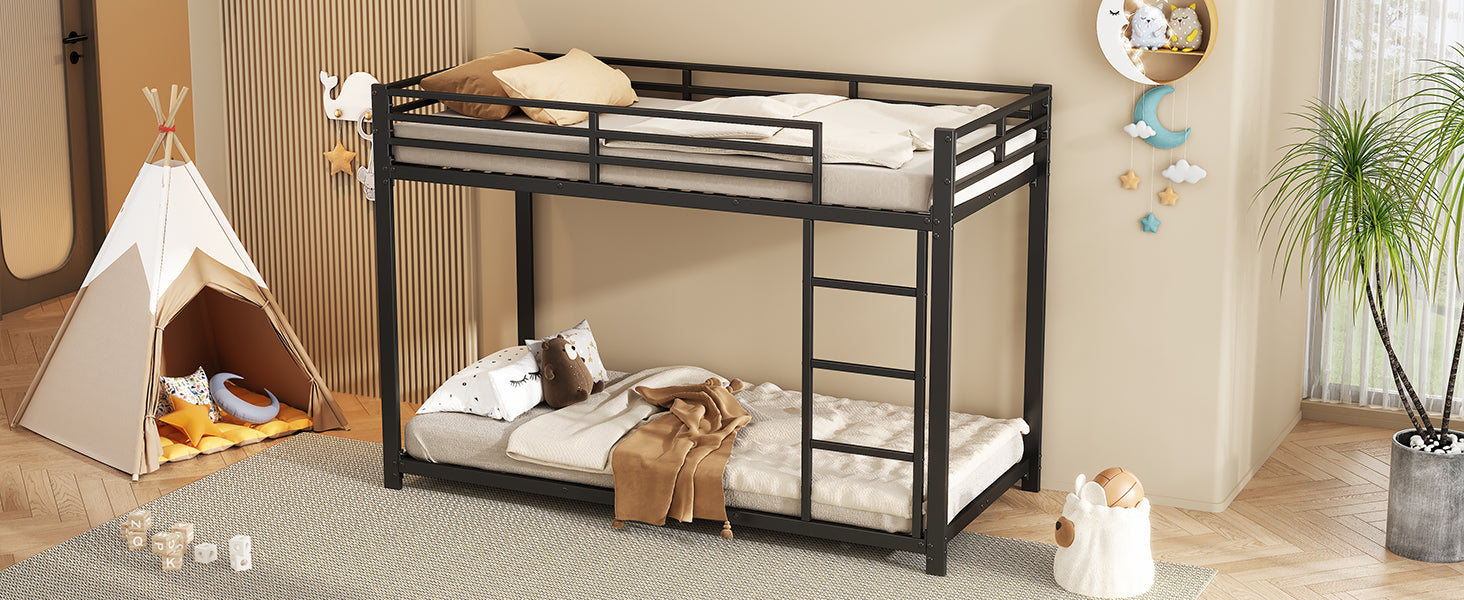 Logidon Bunk Bed Metal 90x200 Black Classic Shape Children's Bed