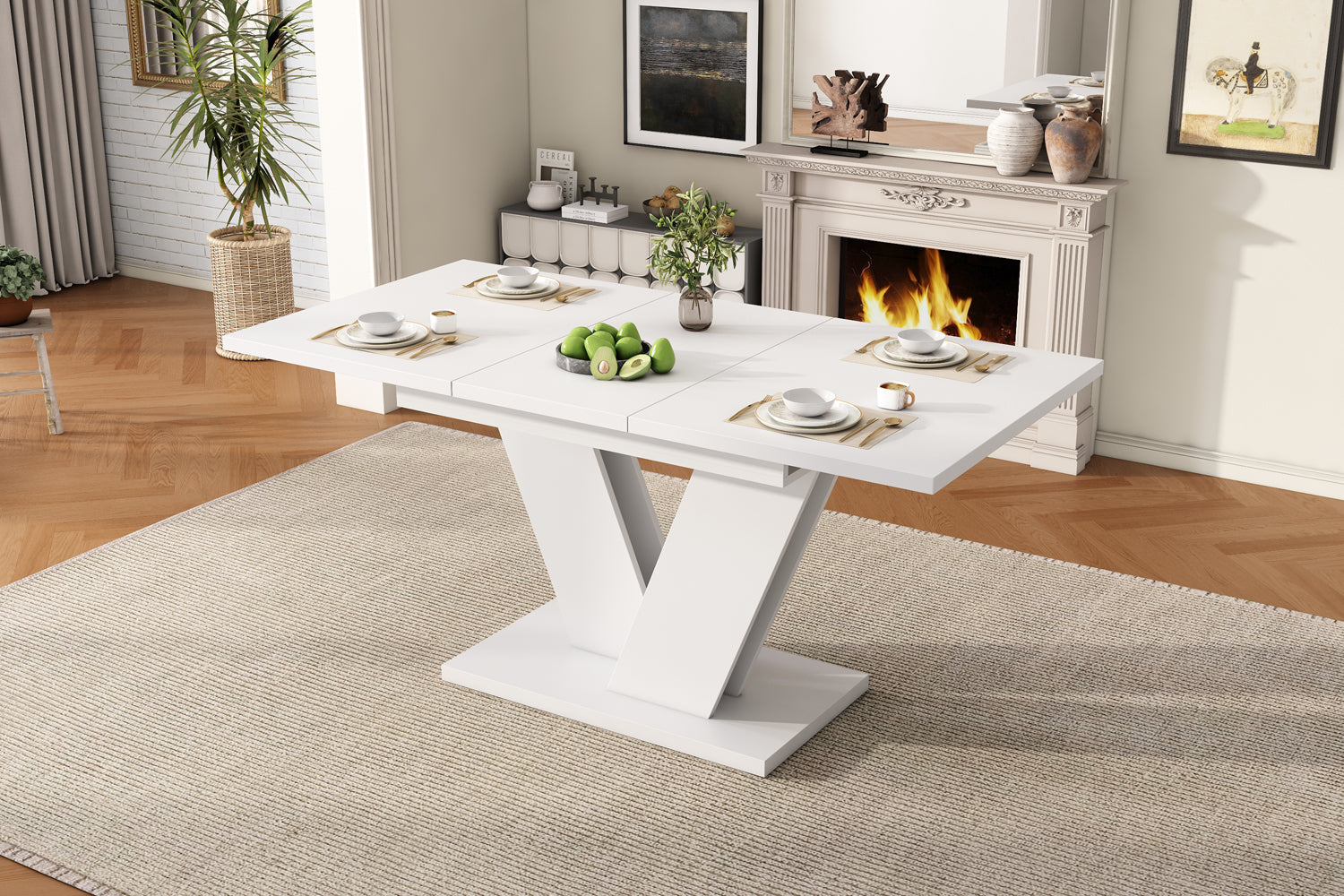 Logidon Uitschuifbare eettafel Wit MDF 160 80 Verdikt blad