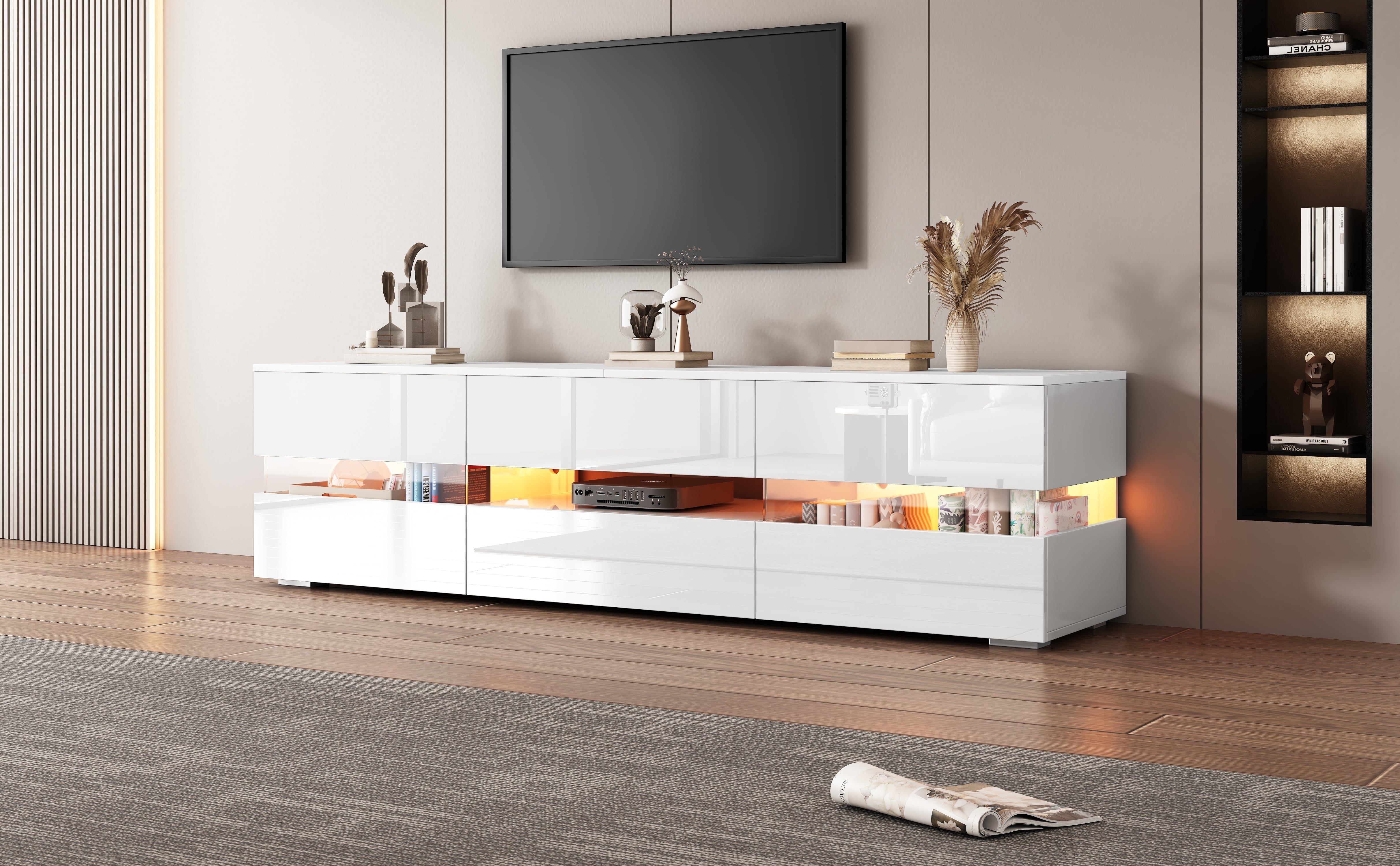 Logidon Wit hoogglans TV-meubel LED-verlichting 160x39x45 cm