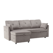 Logidon Modulaire Hoekbank Fluweel Donkergrijs Met Uitschuifbaar Bed
