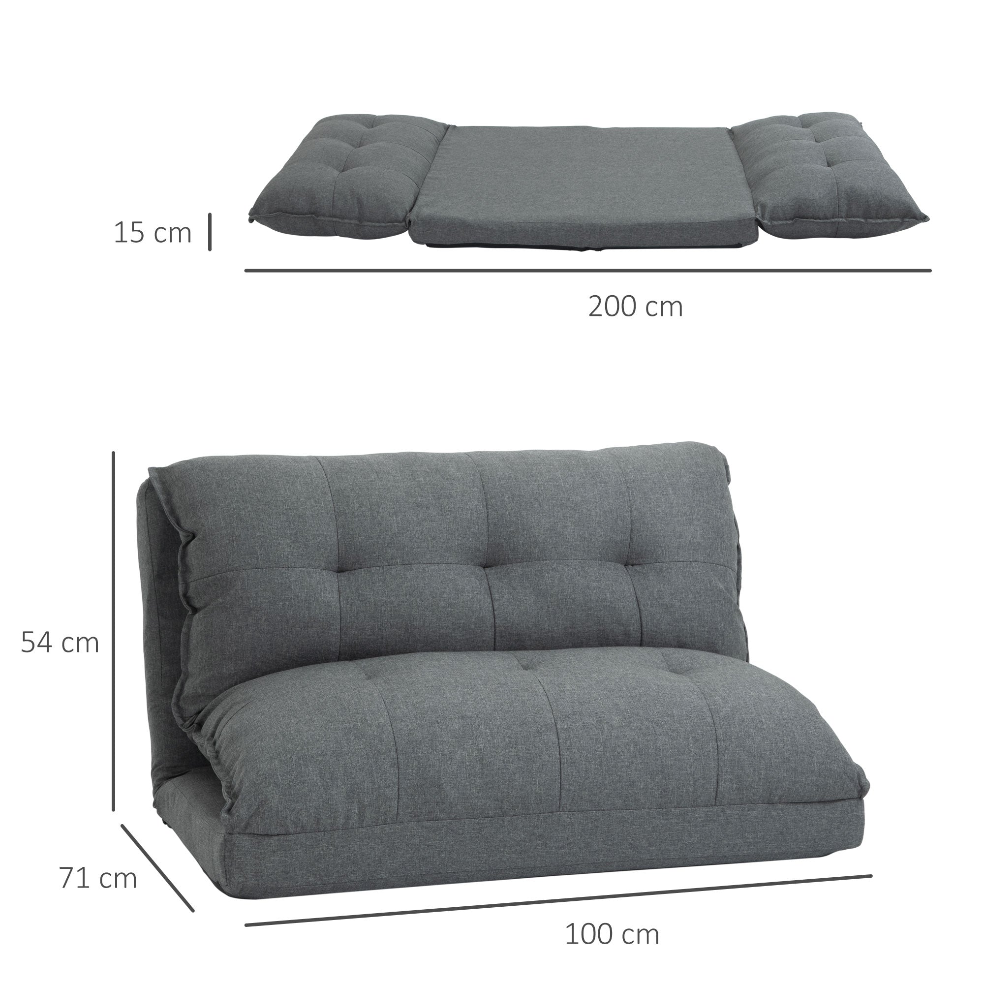 Logidon 2-in-1 Vloerstoel Verstelbare Rugleuning Grijs 100x71x54