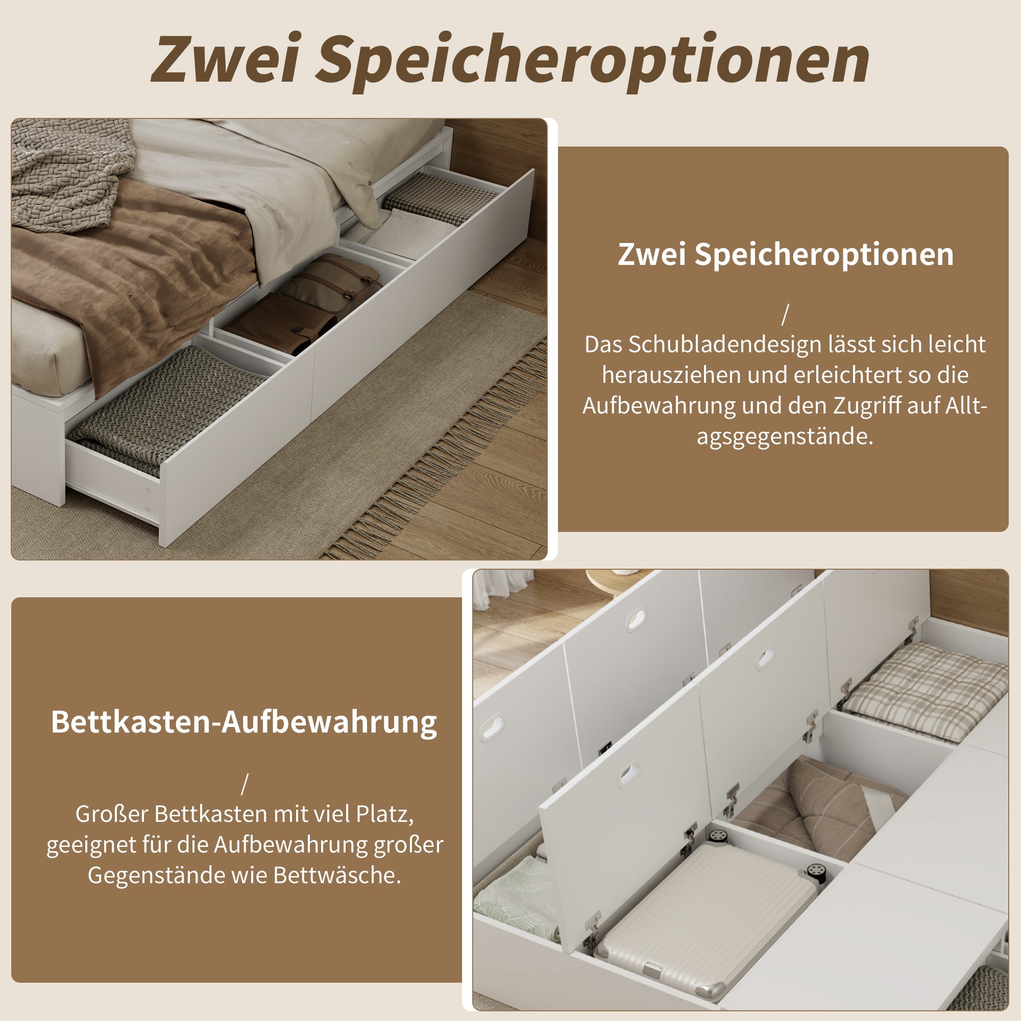Logidon opbergbed 140x200 cm wit palletbed met opbergruimte