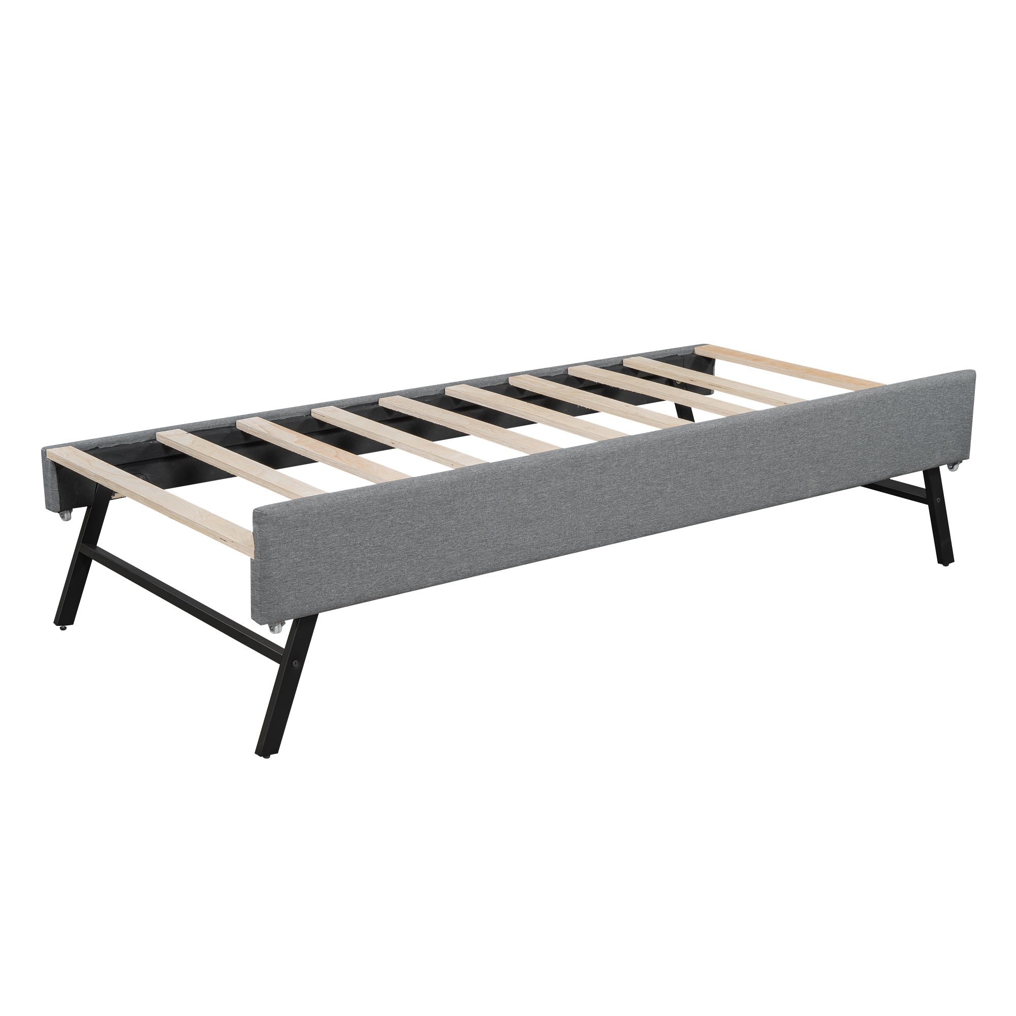 Logidon slaapbank 90x200 cm grijs linnen met USB Type C lattenbodem