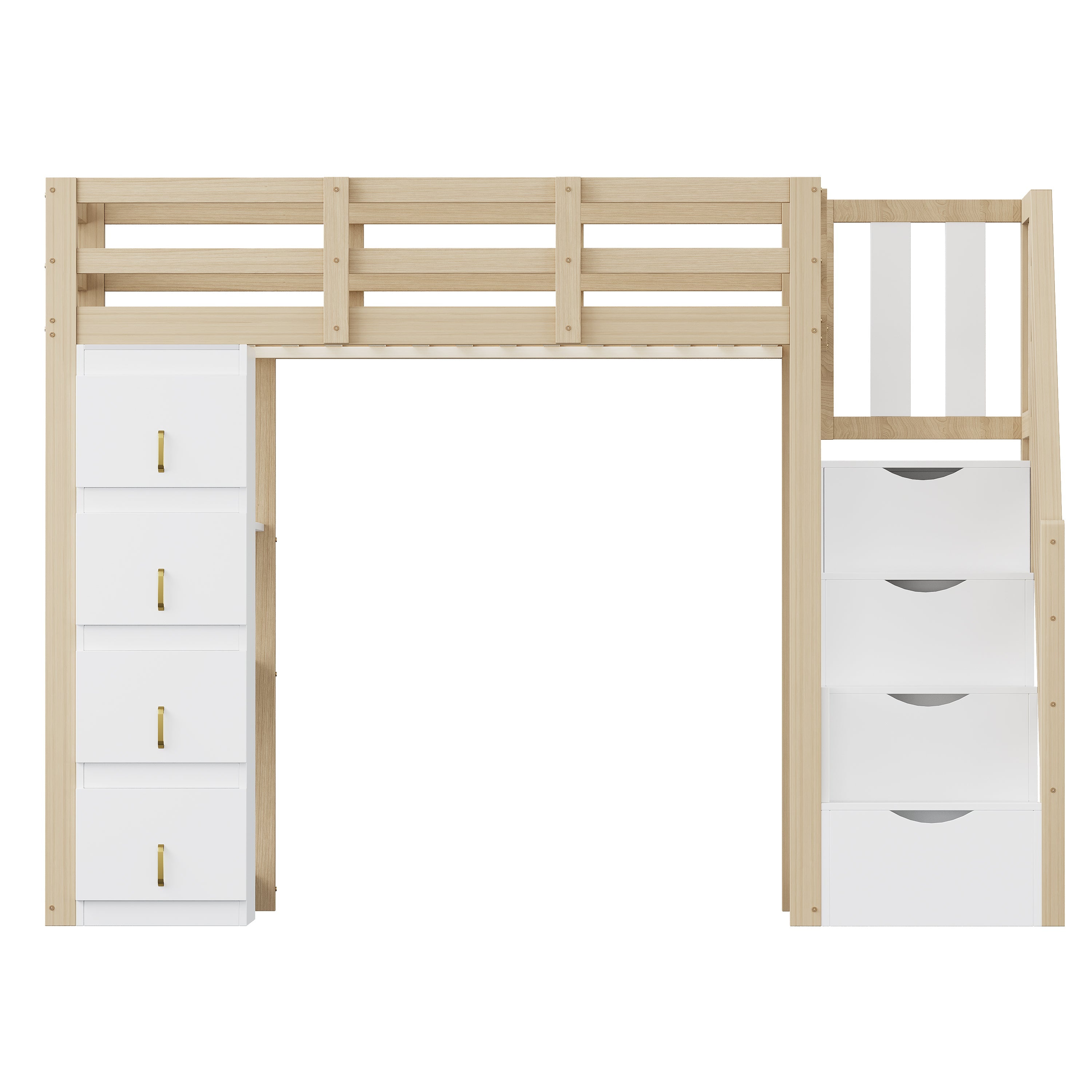 Logidon hoogslaper 90x200 cm naturel hout met opberglades