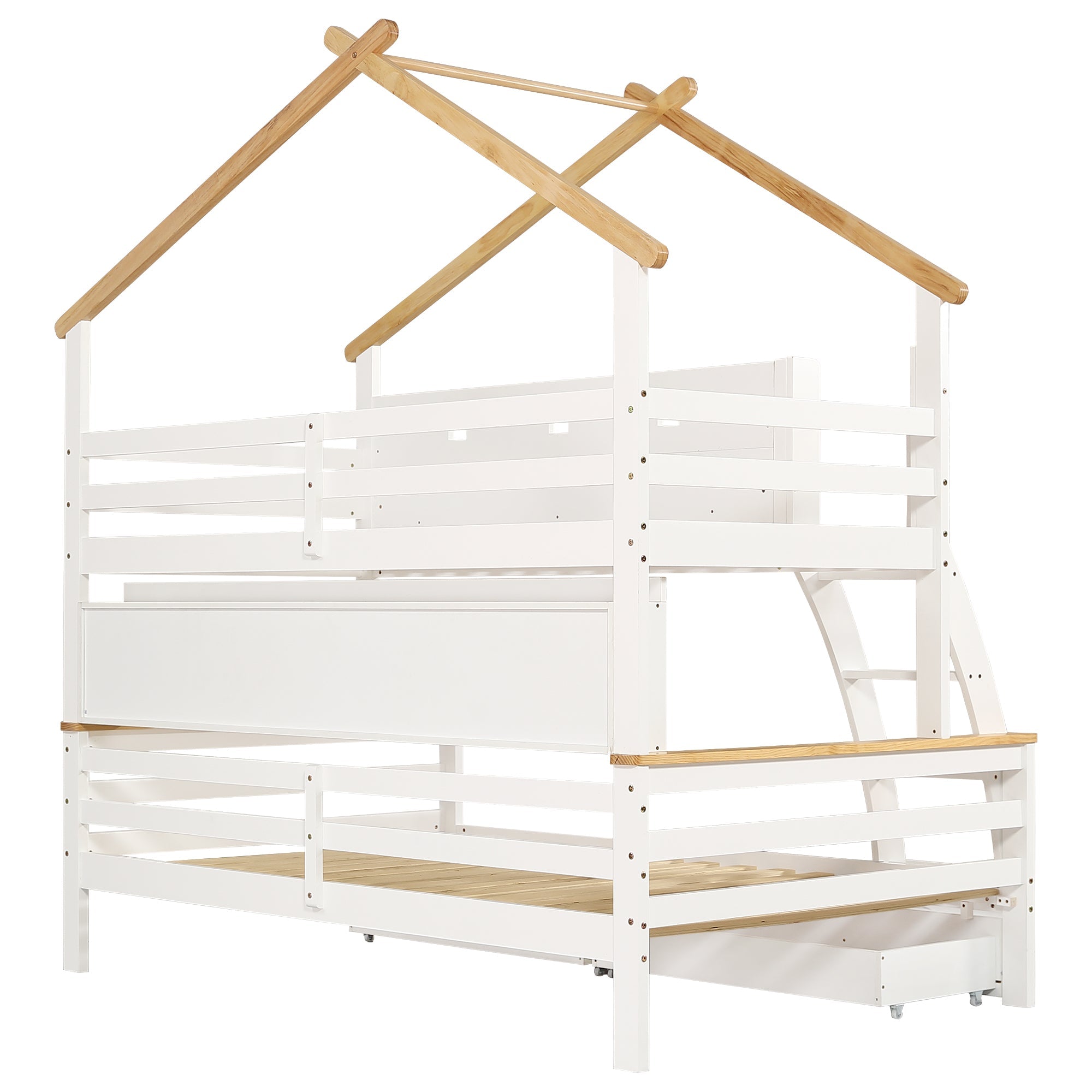 Logidon stapelbed wit naturel 90x200cm en 120x200cm twee lades