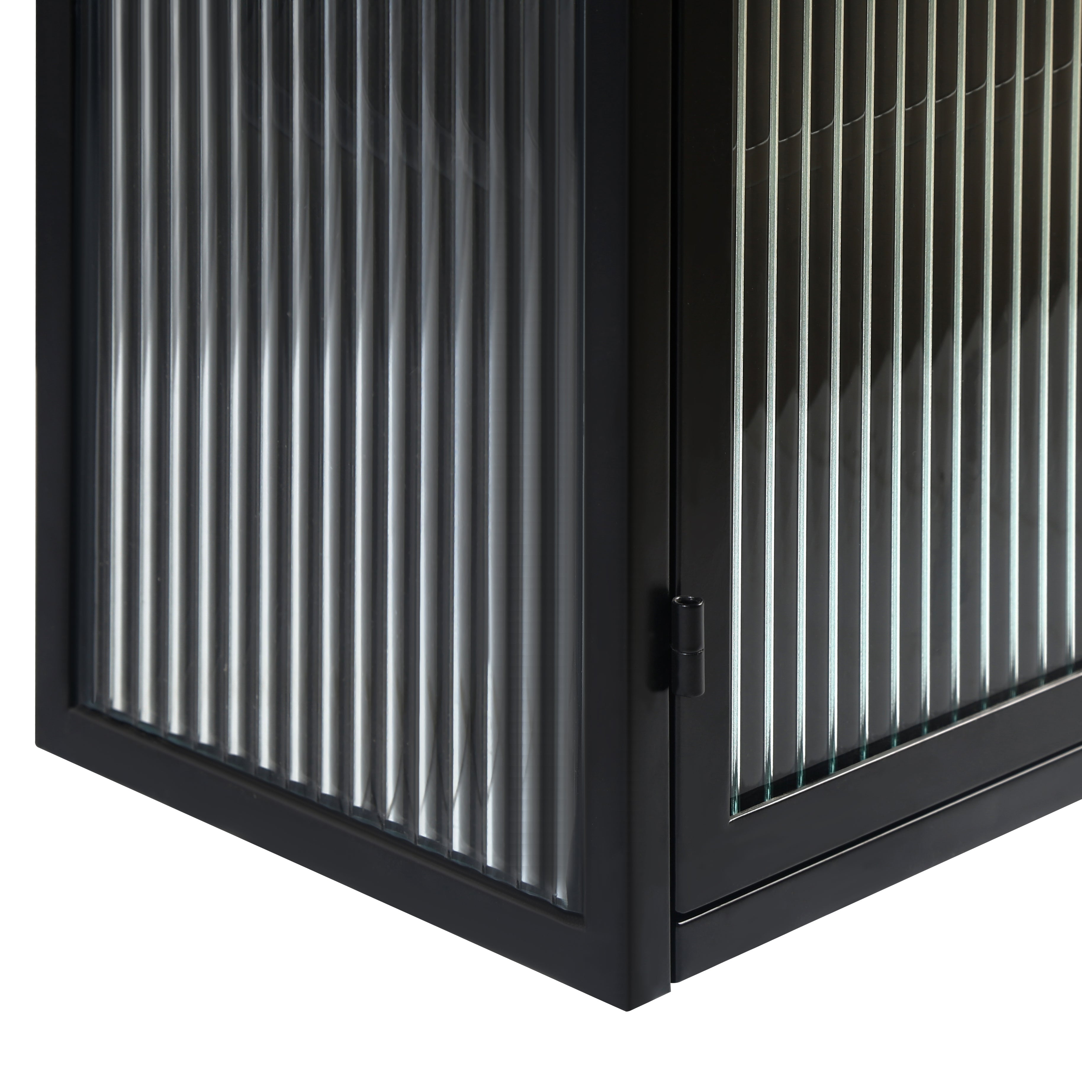 Logidon 70 cm glazen wandkast zwart 2-deurs met drie niveaus