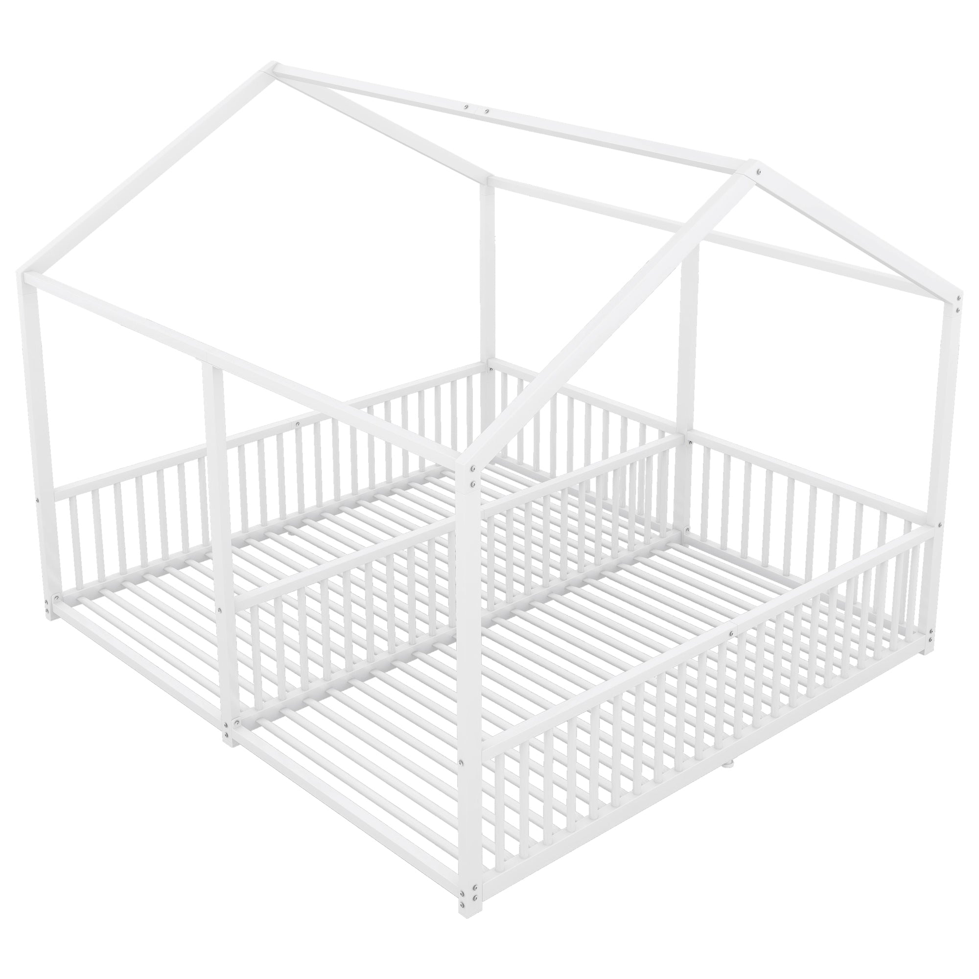 Logidon metalen bed kinderbed 90x200 cm huisvorm wit