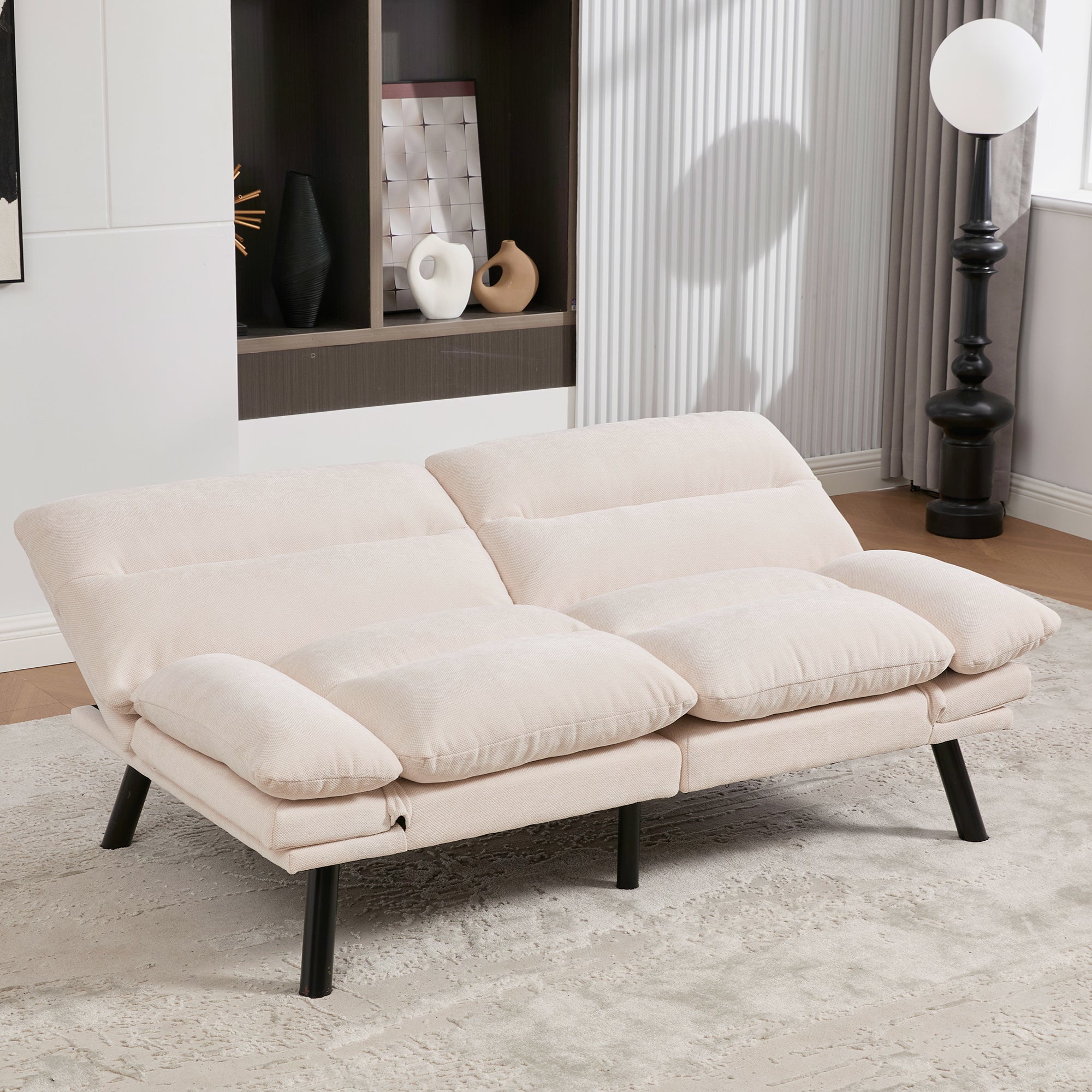 Logidon Moderne Tweezits Chenille Bank Beige Fluweel 165 x 90 x 76 cm