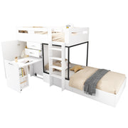 Logidon stapelbed met uitschuifbaar bureau en kledingkast wit 90x200