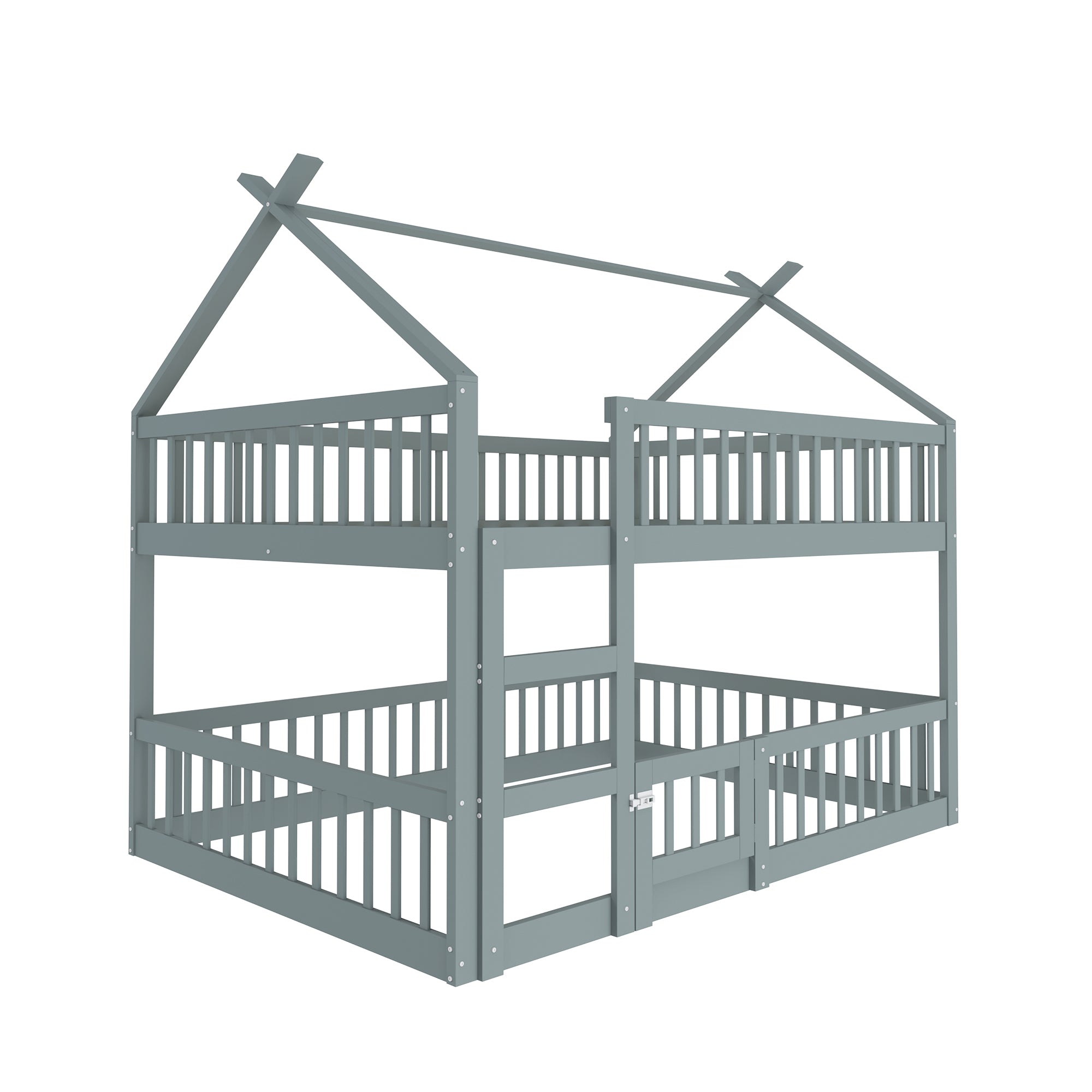 Logidon Kinderstapelbed 140x200 grijs met trap Loft Design