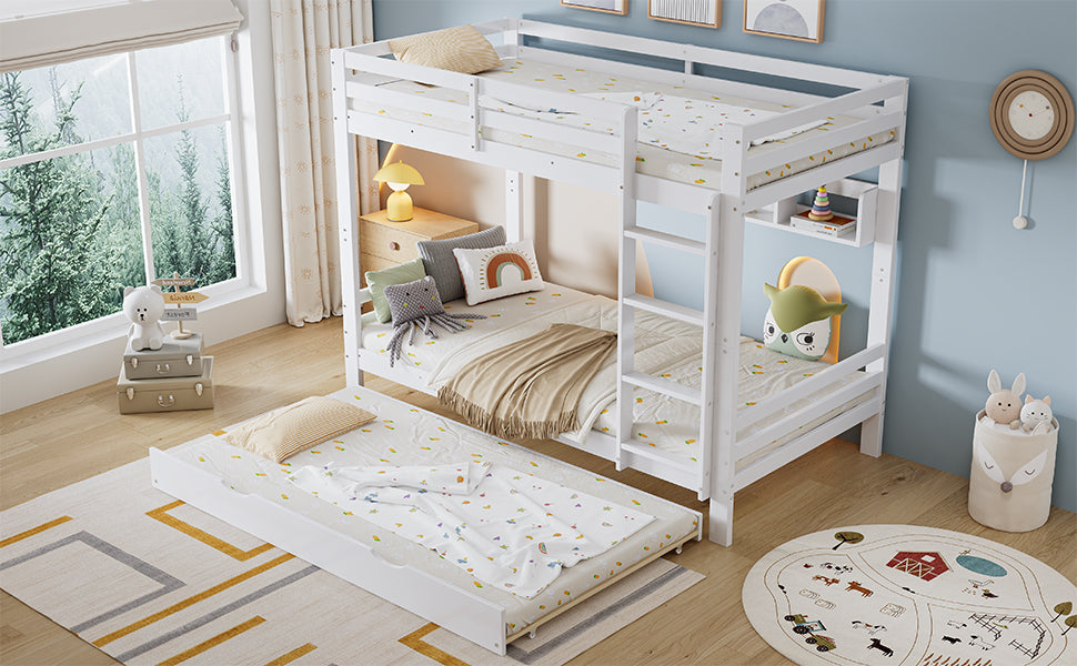 Logidon Kinderstapelbed 90x200cm Uitschuifbed op wielen Wit