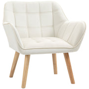 Logidon enkele stoel relaxstoel fluweellook houten poten crème