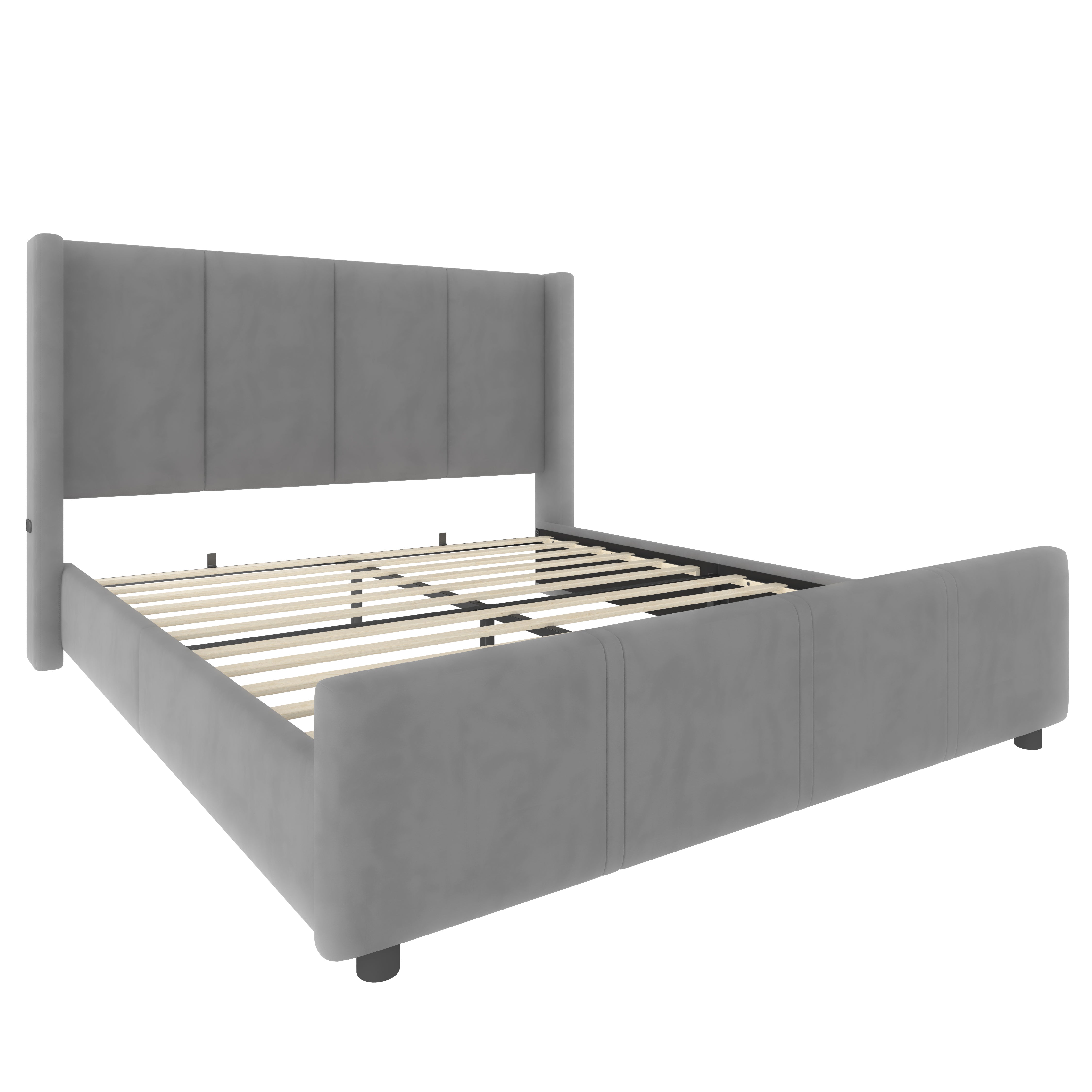 Logidon gestoffeerd bedframe 140x200 cm grijs met USB aansluiting