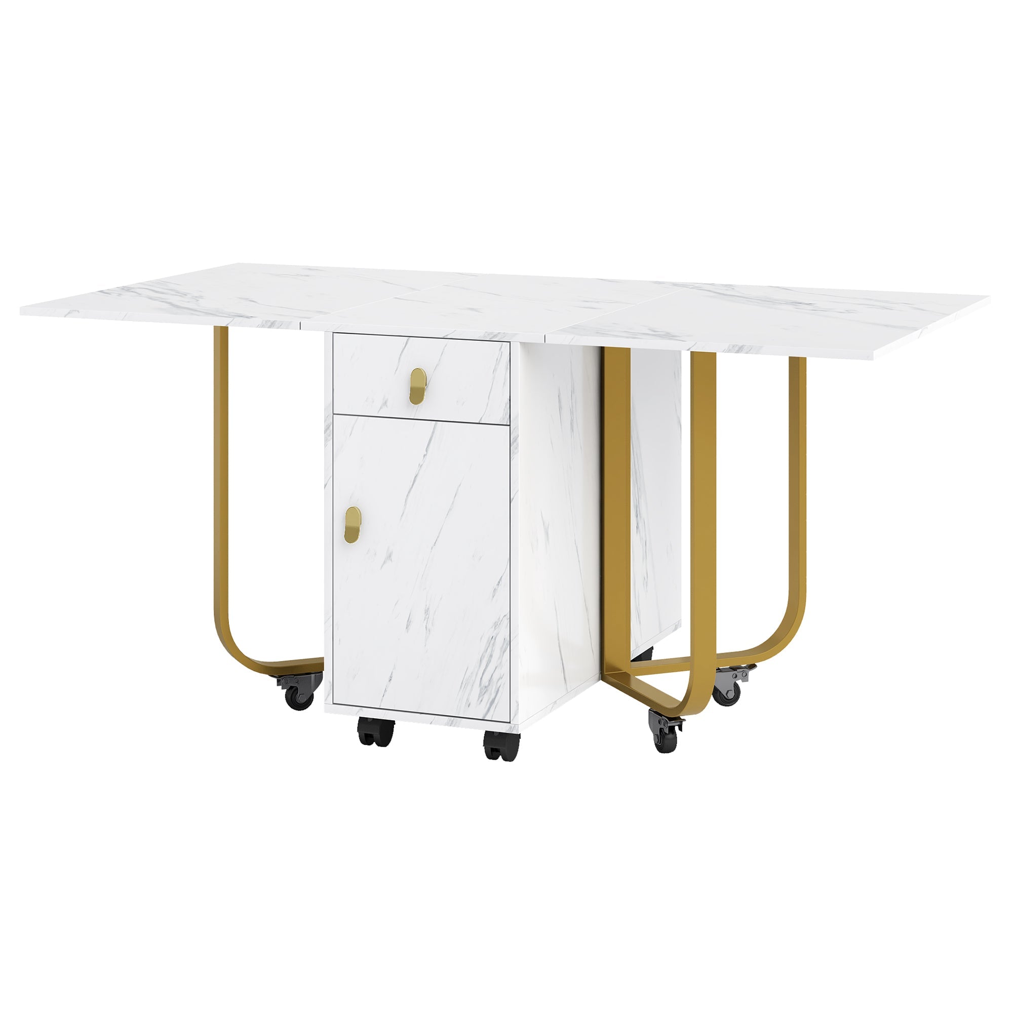 Logidon opklapbare eettafel wit 150 cm met kast en 2 lades
