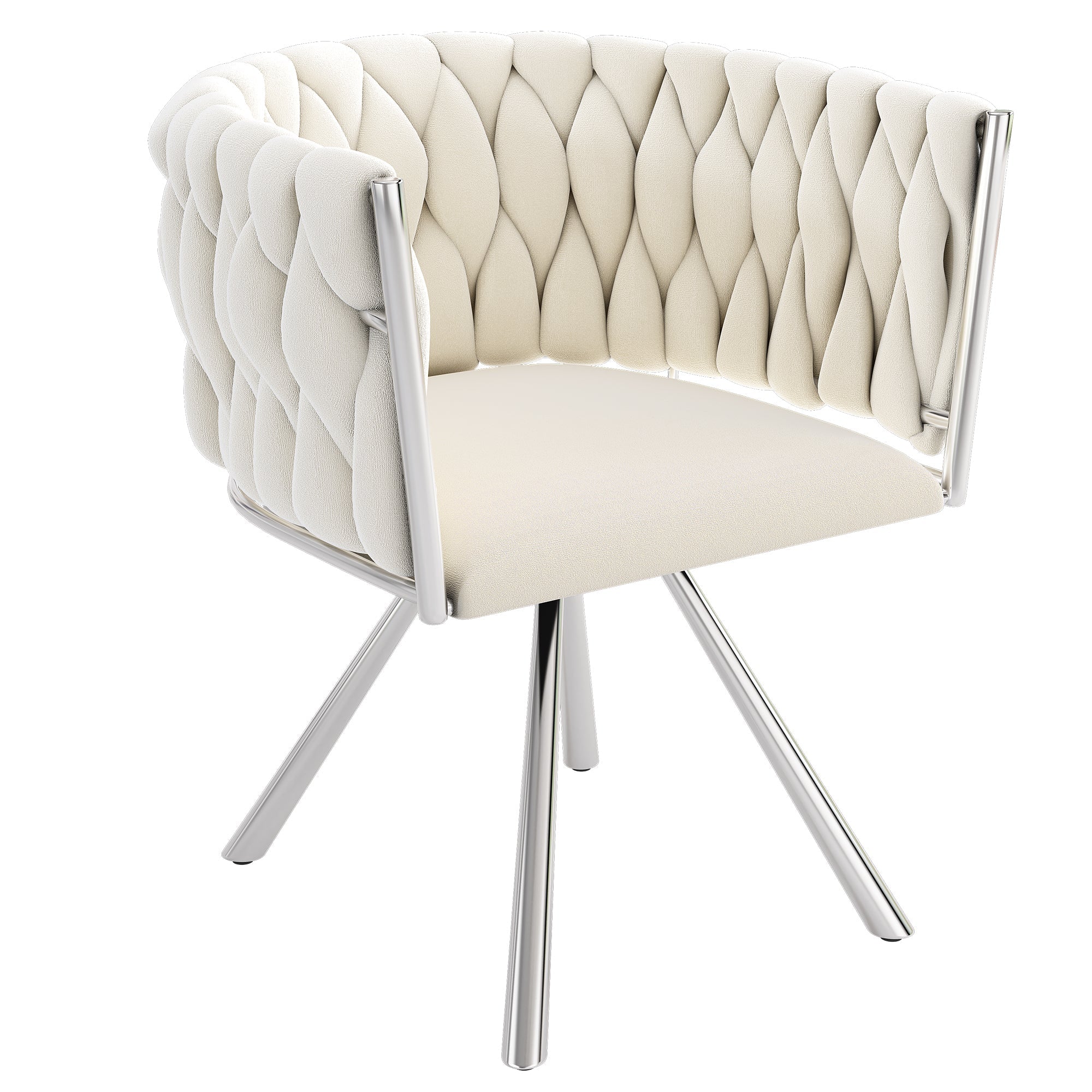 Logidon Eetkamerstoel fluweel Draaistoel Metaal Beige Zilver Set van 6
