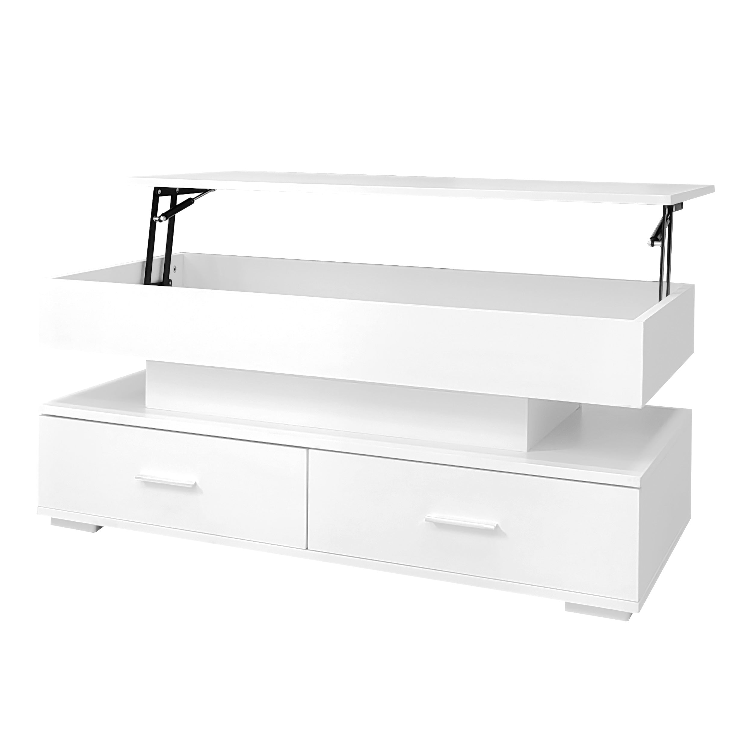 Logidon Hydraulisch in hoogte verstelbare salontafel 100x50x44 cm Wit LED