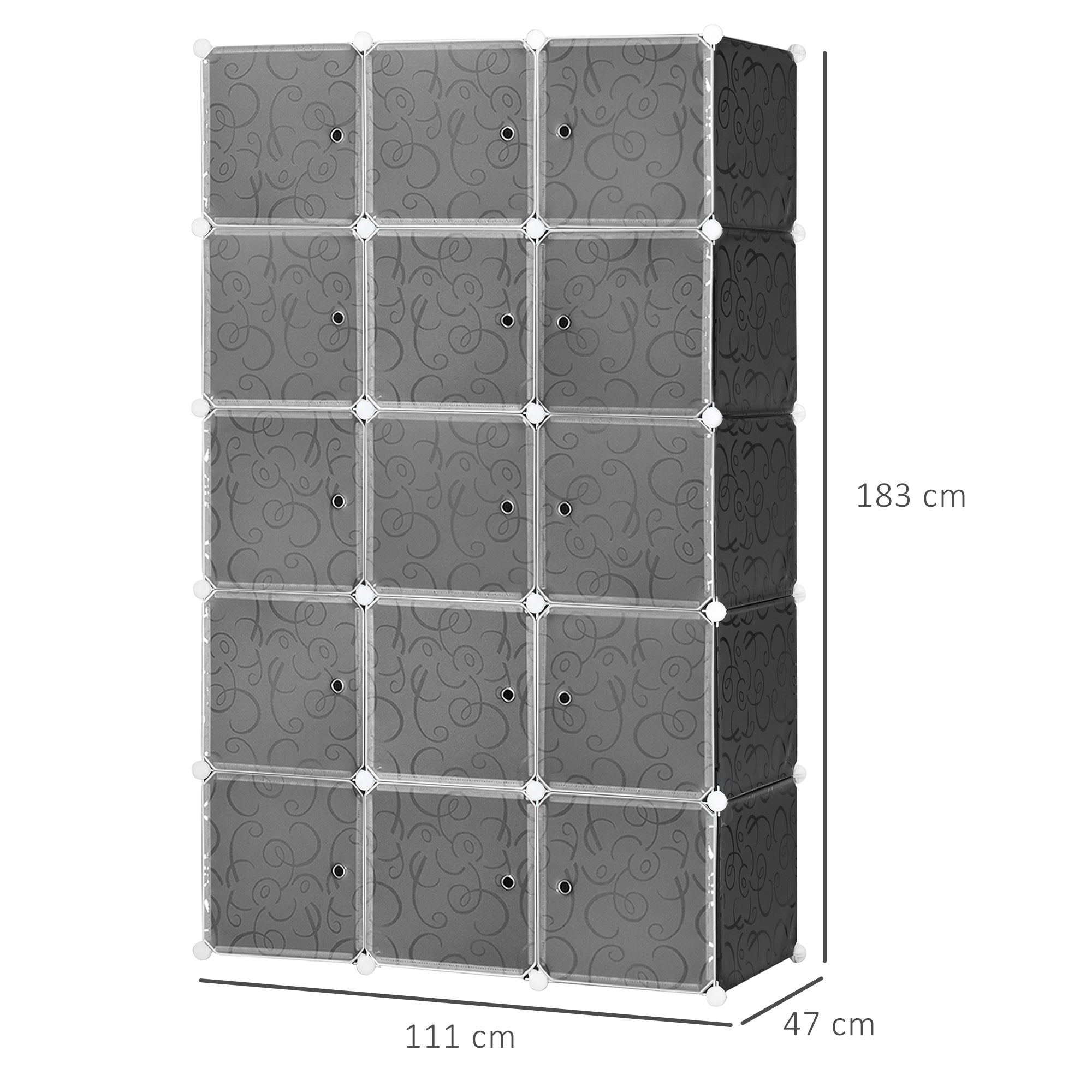 Logidon DIY kubusplank zwart 11 vakken 111x47x183 cm