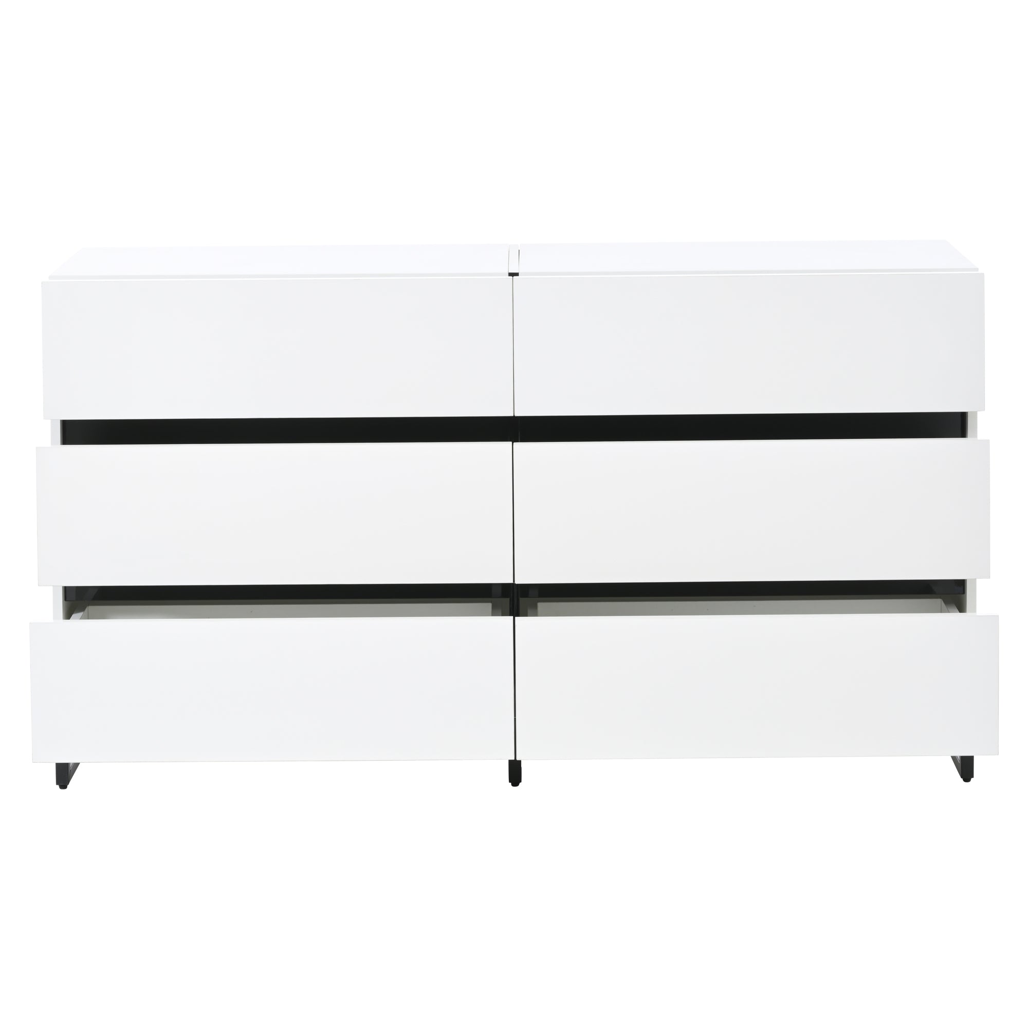 Logidon dressoir 140 cm hoogglans wit zwart met 6 lades