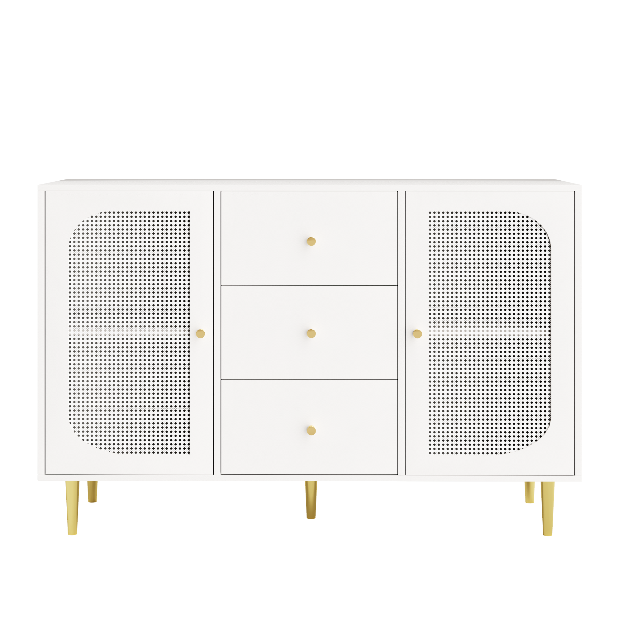 Logidon dressoir met rotan deuren wit 120 x 40 x 90 cm