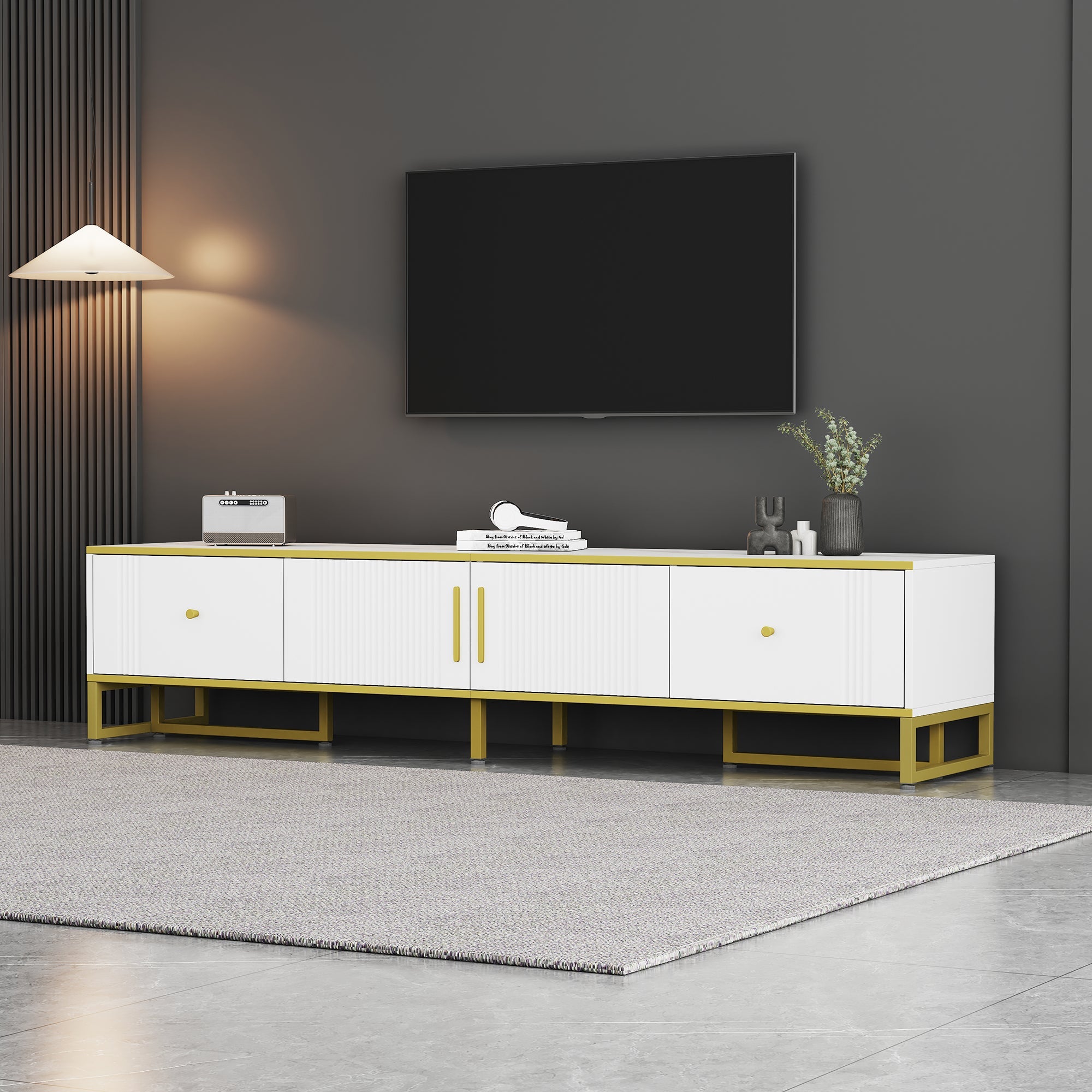 Logidon Elegant Wit TV-meubel 180x40x40 cm Gouden Trim