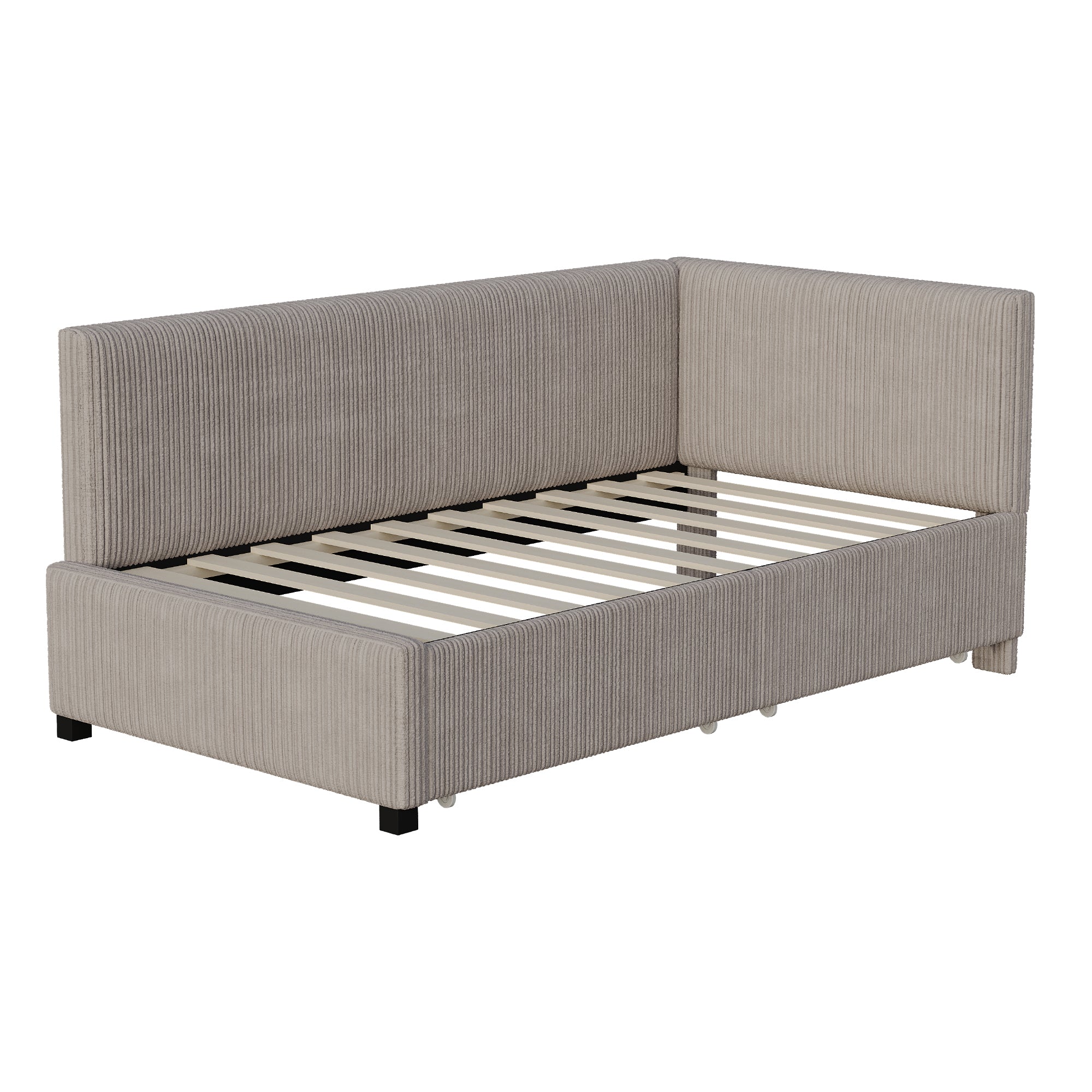 Logidon gestoffeerde slaapbank 90x200 grijs velours met opbergruimte