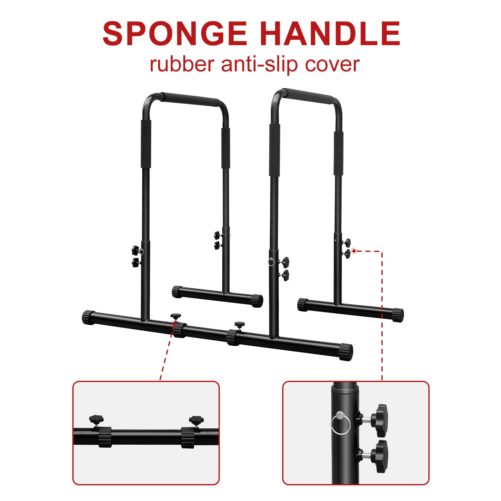 Logidon Adjustable Dip Station with Parallettes - Stable and Robust