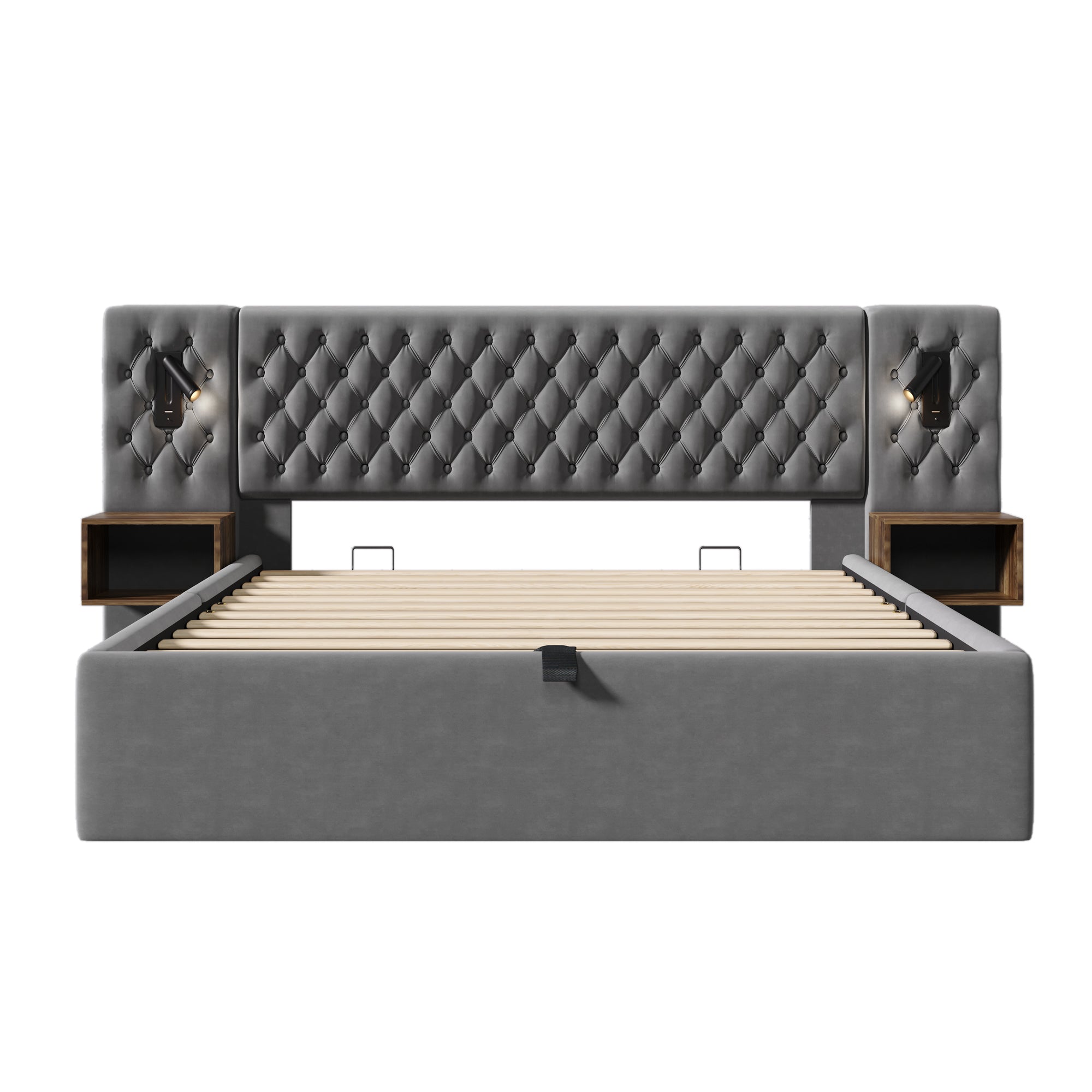 Logidon bed system 160x200 cm upholstered bed with storage space gray velvet
