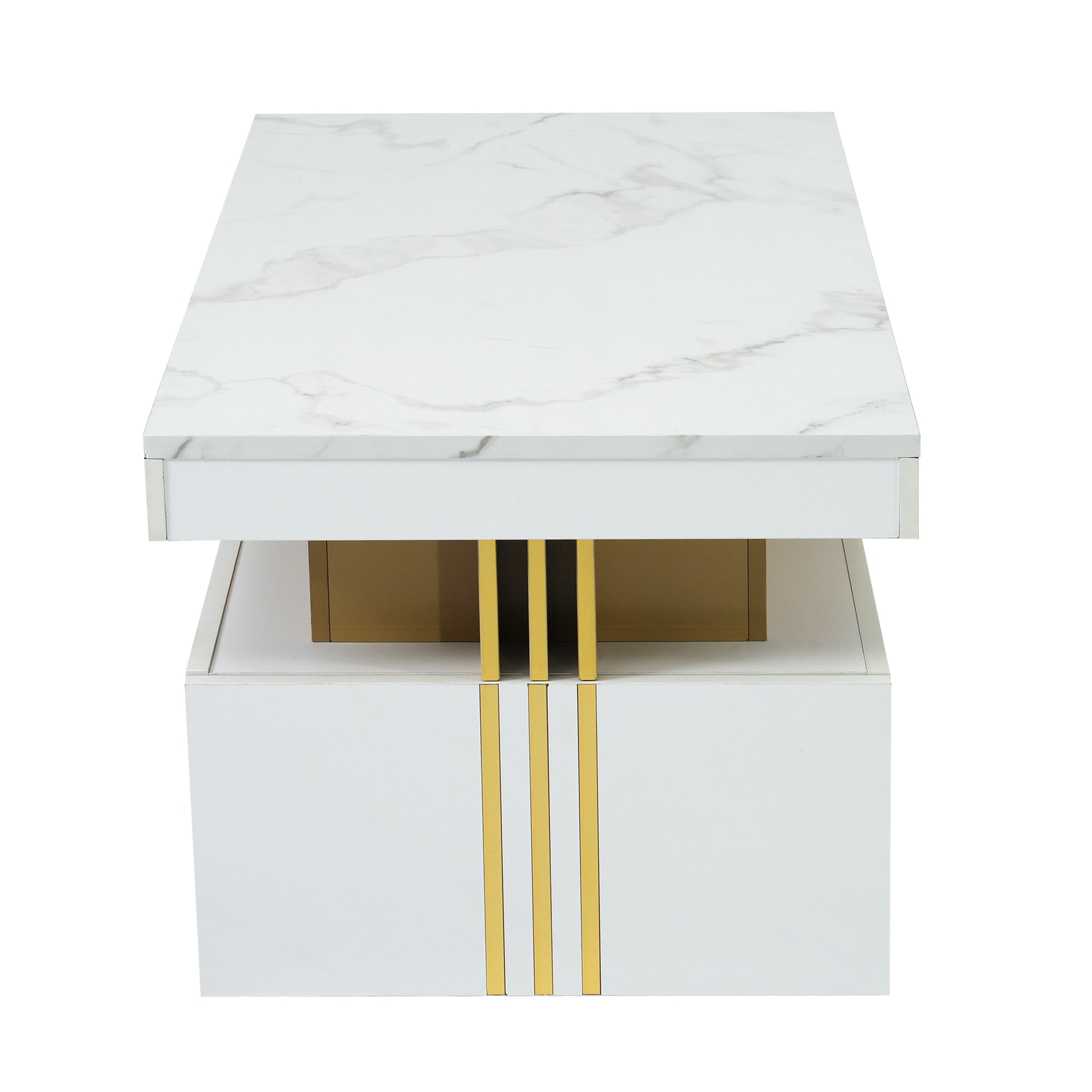 Logidon Modern coffee table high gloss top, 2 drawers, 100x50 cm