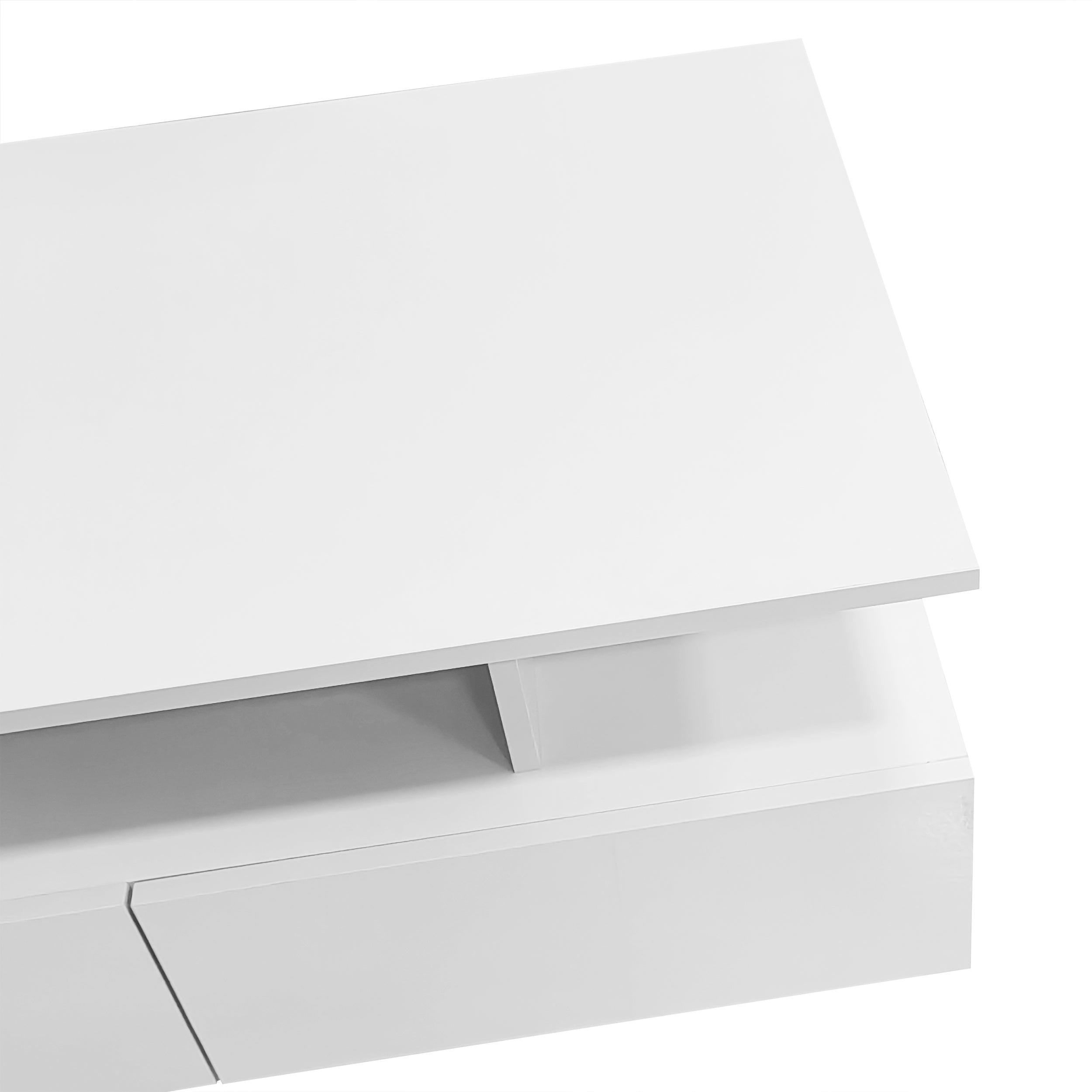 Logidon hoogglans salontafel LED, 2 lades, 90x55x41 cm wit