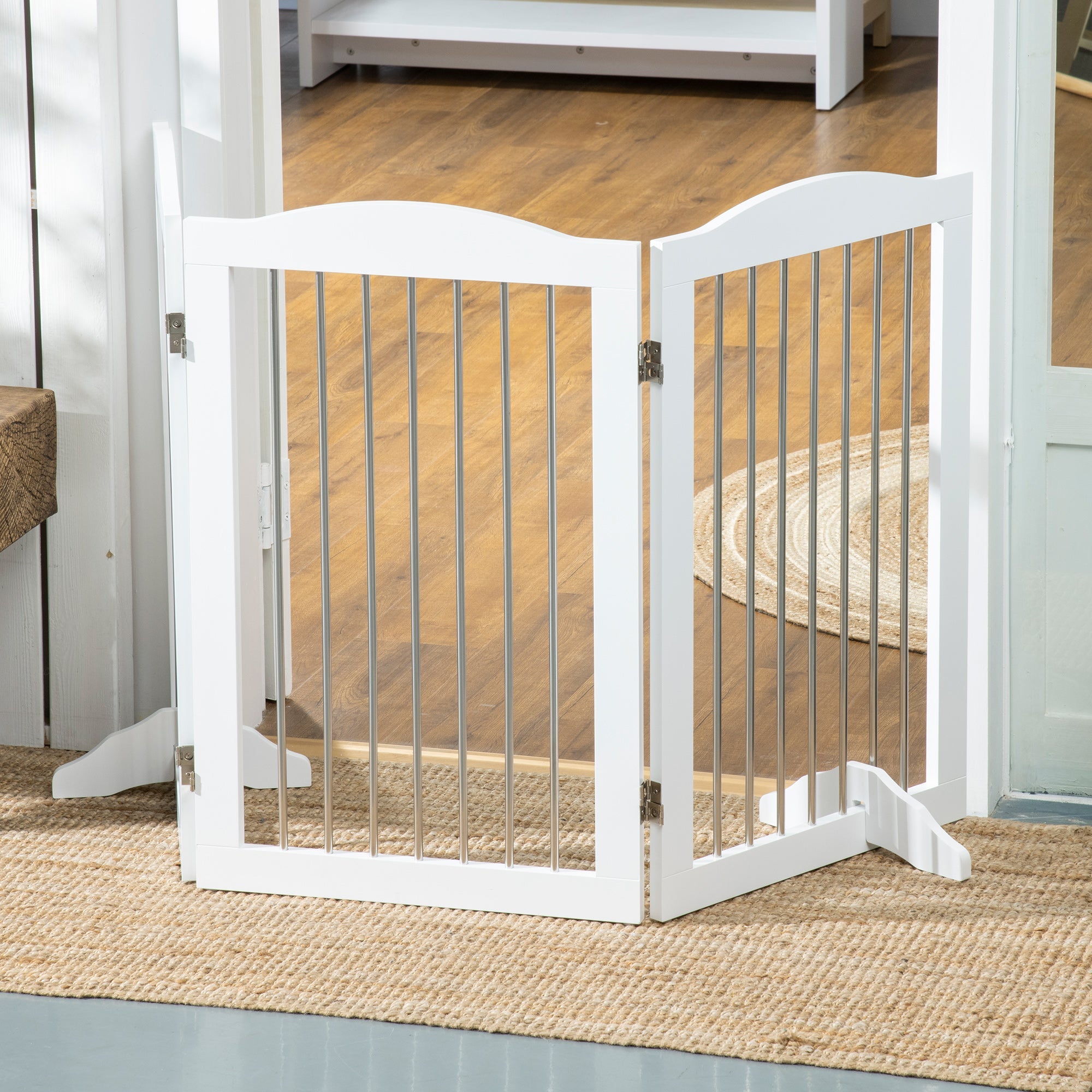 Logidon hondenhek wit 154 x 30 x 80 cm opvouwbare standaard