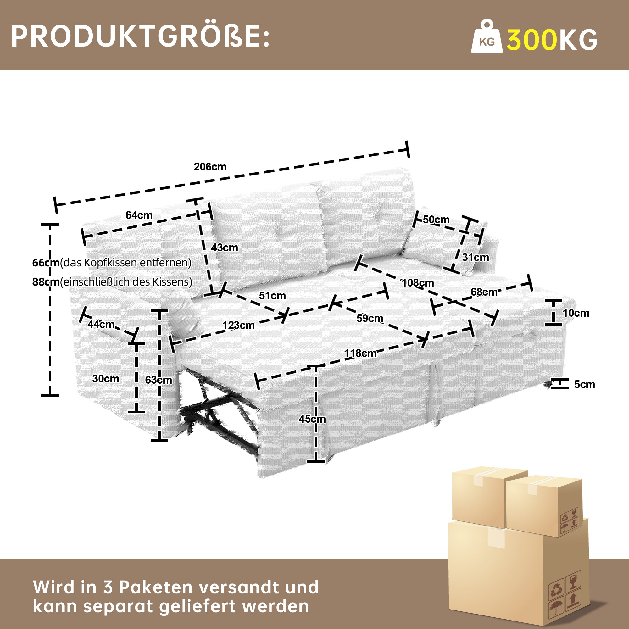 Logidon slaapbank met opbergruimte Donkergrijze modulaire hoekbank