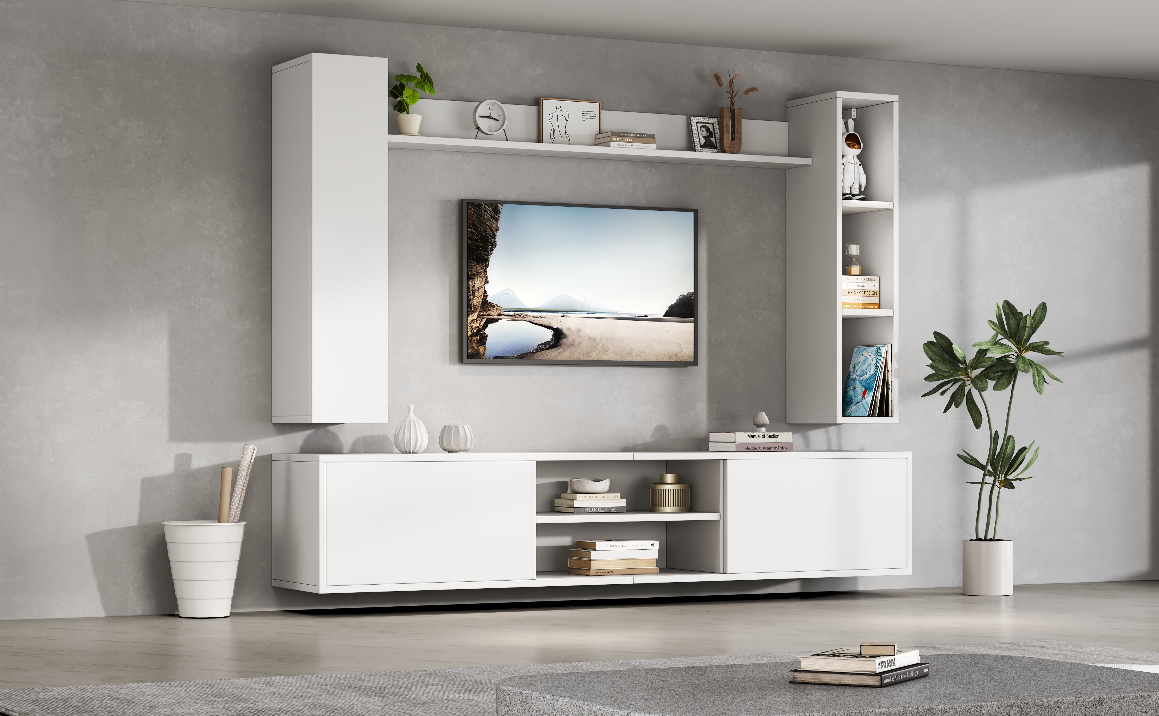 Logidon TV wandmeubel wit 180x35x33,5 cm compleet 4 delen