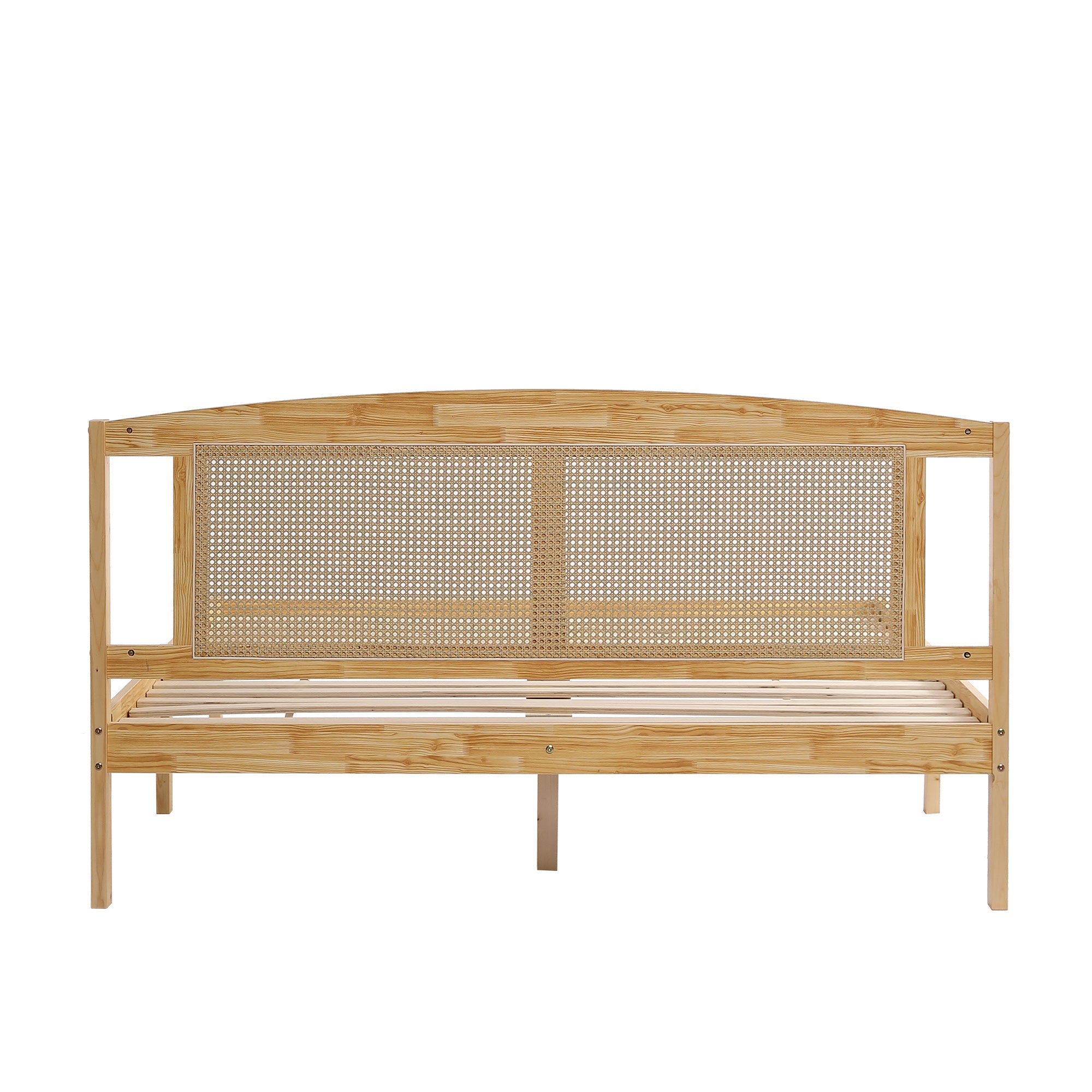 Logidon double bed 160x200 cm wood with natural rattan 15 slats