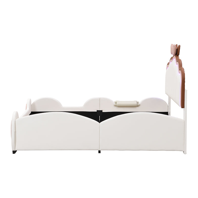 Logidon 90x200 cm Butterfly Bed With LED Color Changing Pink White