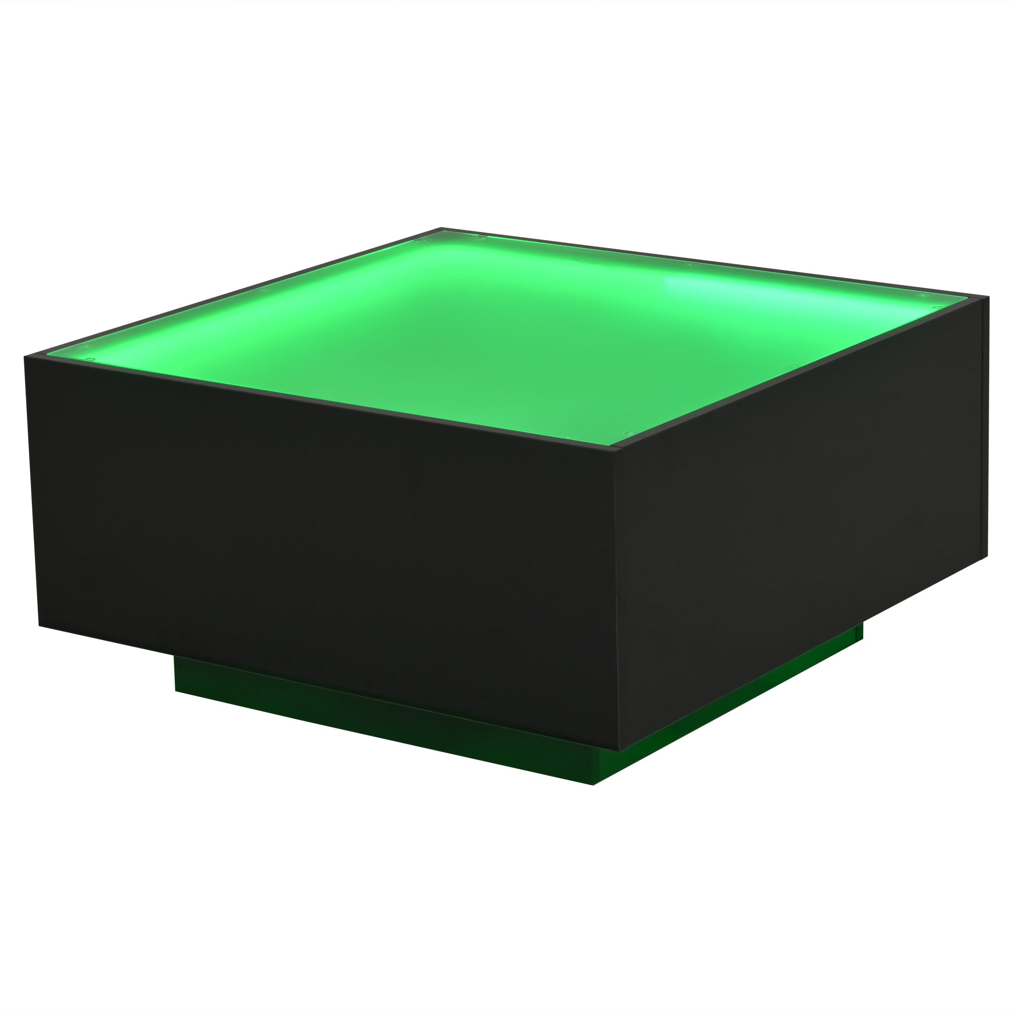 Logidon salontafel 70x70 cm glazen tafelblad LED zwart