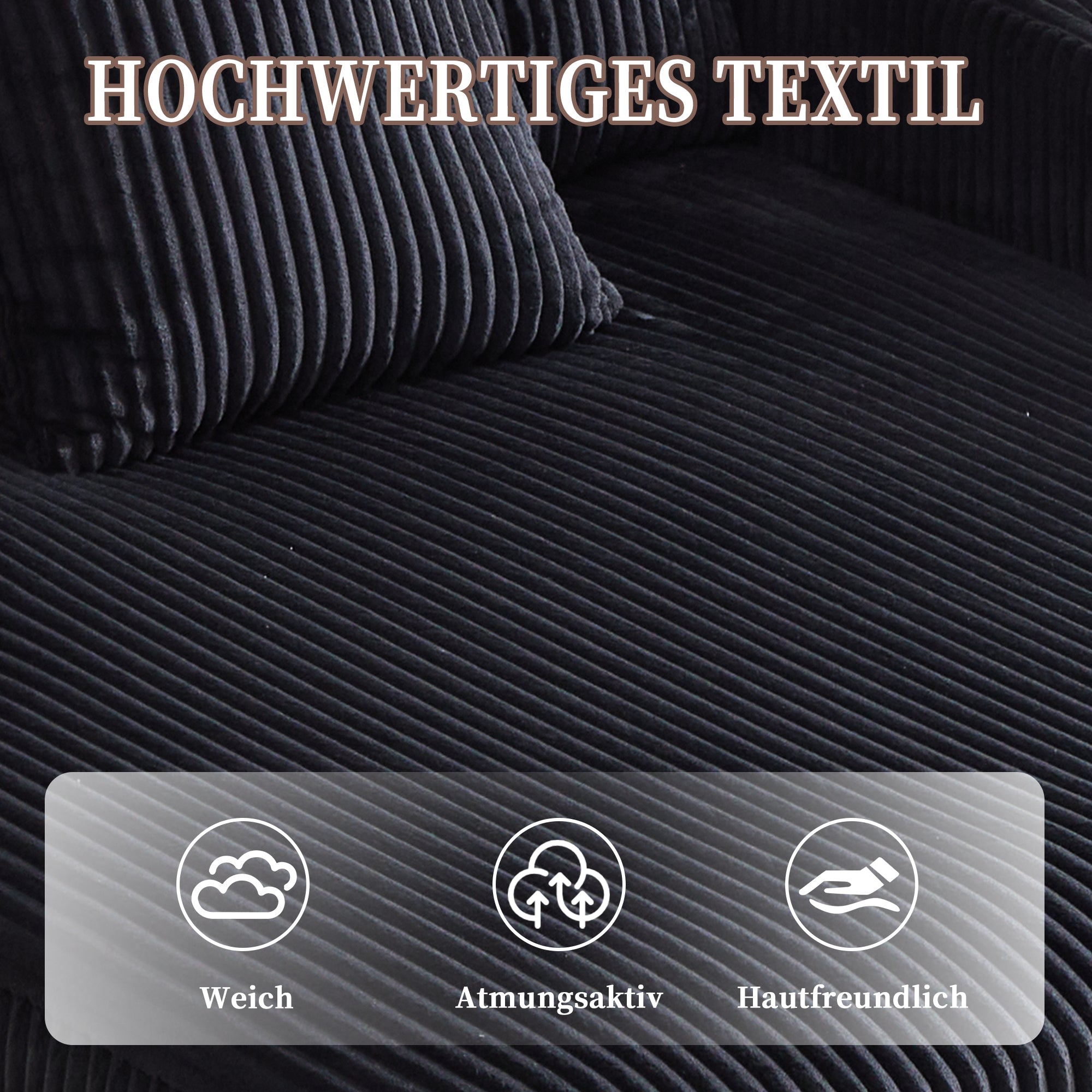 Logidon Velvet Chaise Longue Zwart met USB-oplaadpunten en LED-verlichting