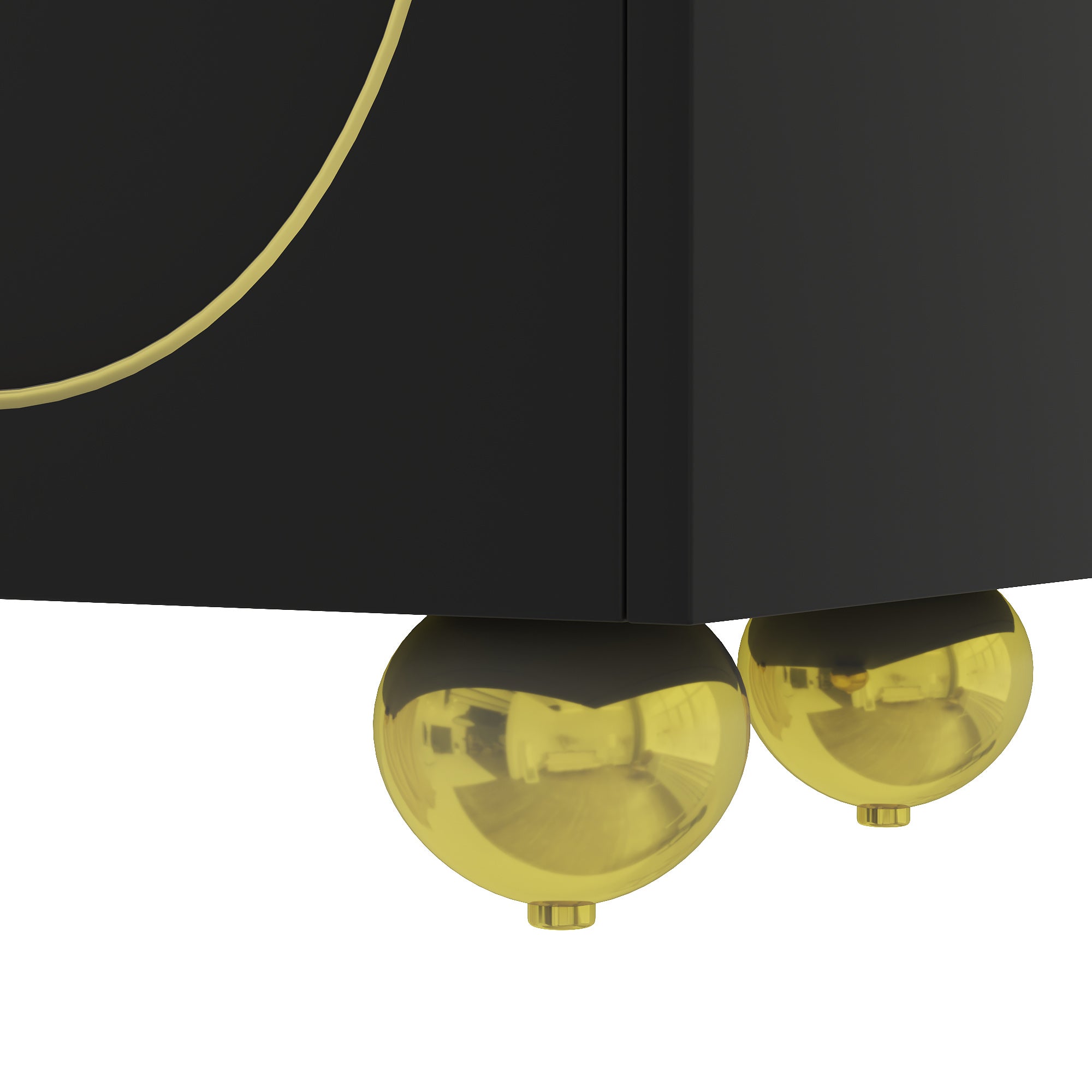 Logidon TV-meubel zwart met gouden accenten en push-to-open 170 cm