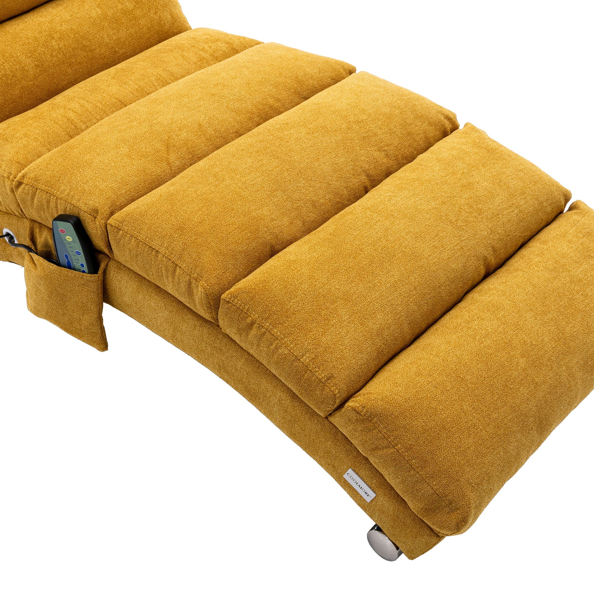 Logidon Linnen Massage Chaise Longue Met Afstandsbediening Mosterdgeel