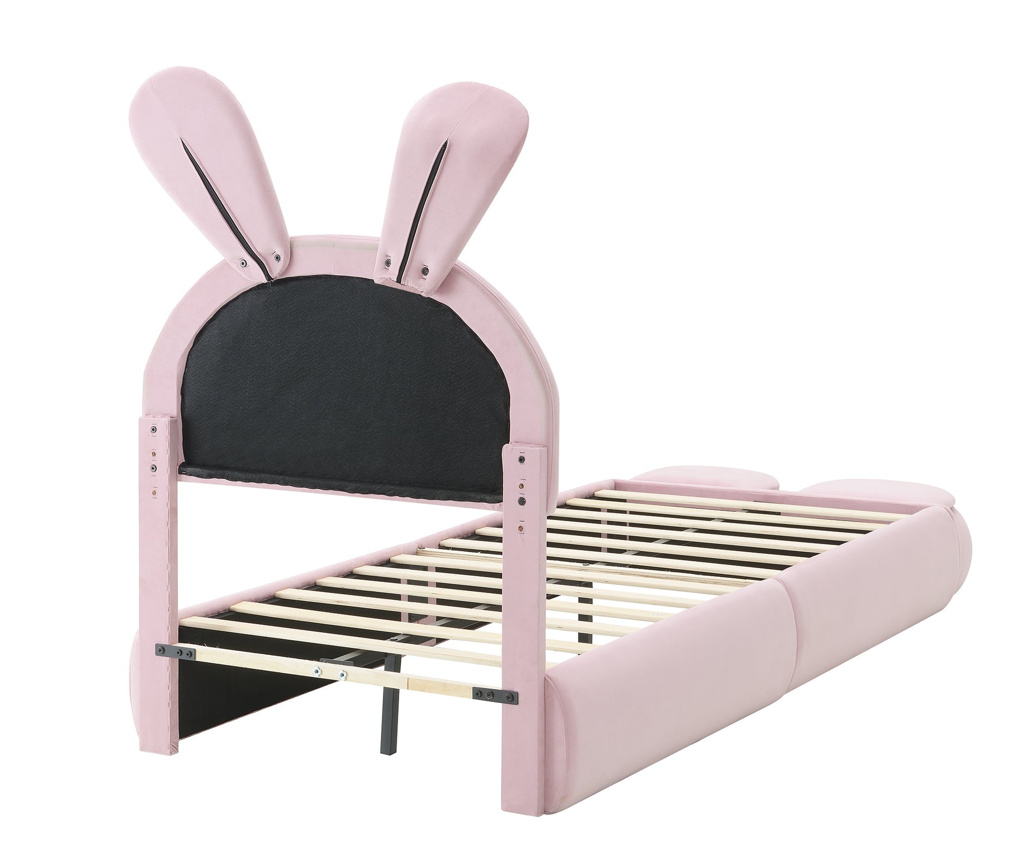 Logidon Upholstered Bed Rabbit Ears Pink 90x200 cm With Adjustable Brightness