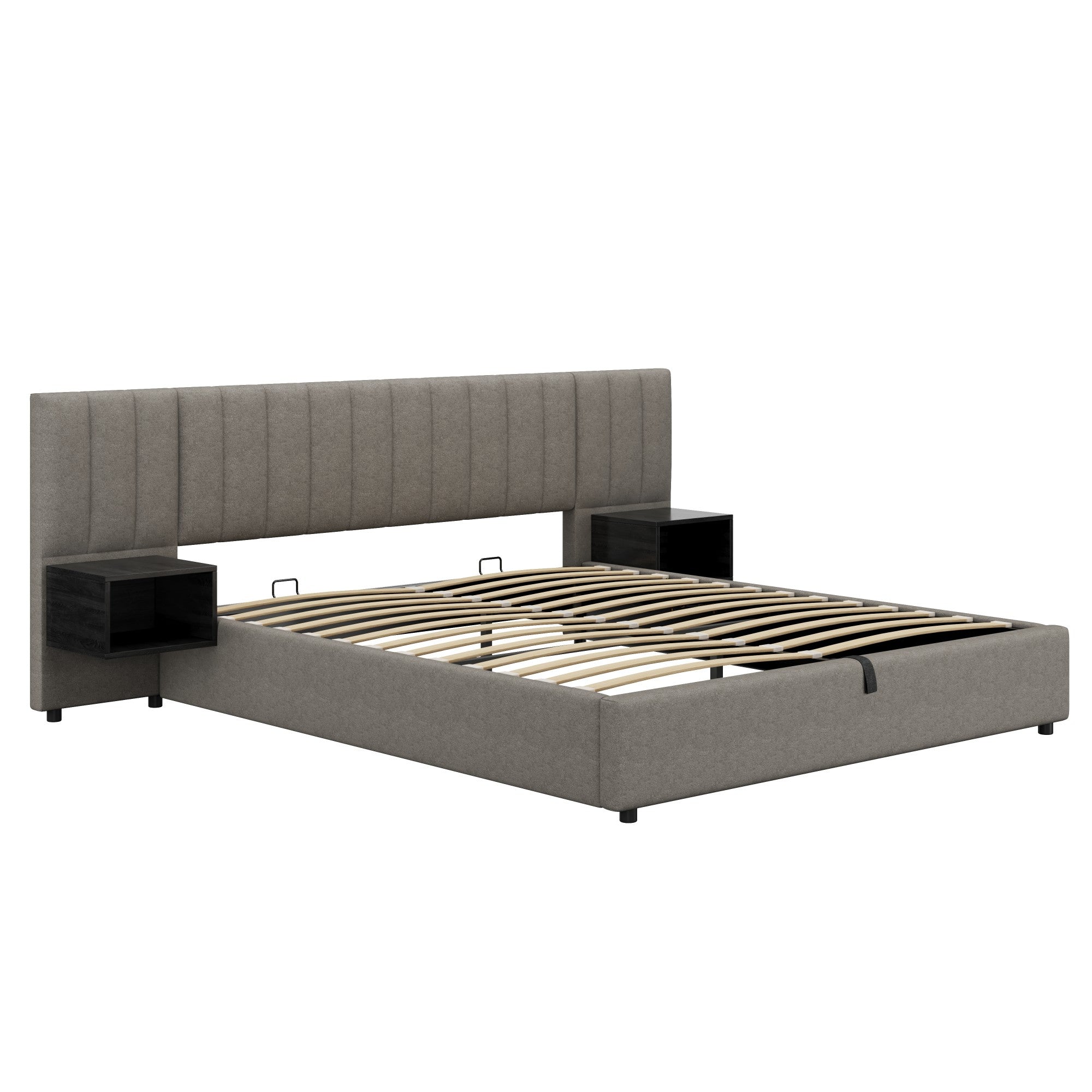 Logidon gestoffeerd bed 180x200 cm grijs zwart met twee nachtkastjes