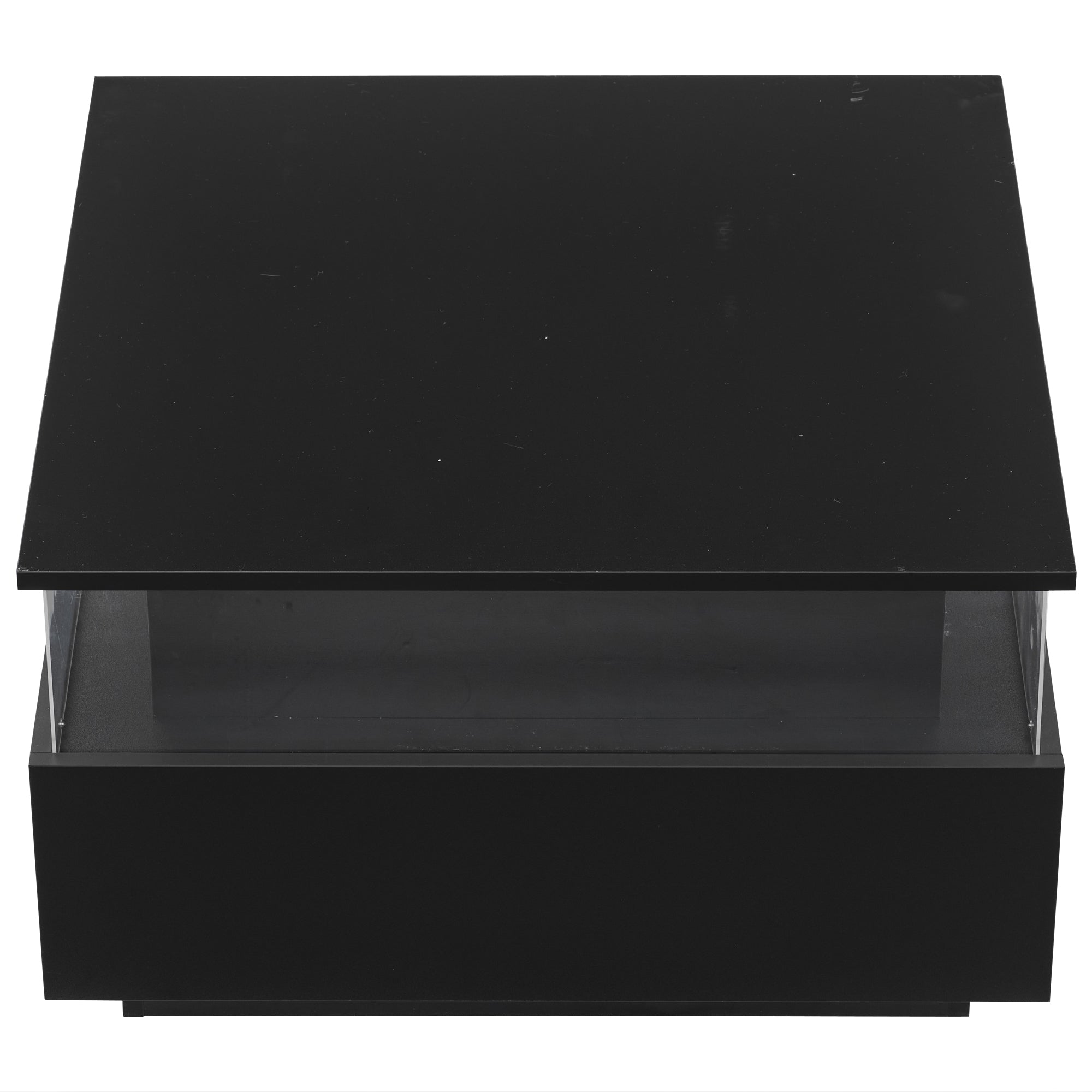 Logidon hoogglans LED salontafel 90x55x45 cm zwart 2 lades