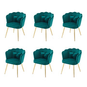 Logidon set van 6 fluwelen woonstoelen met groene bloemblaadjes en gouden poten