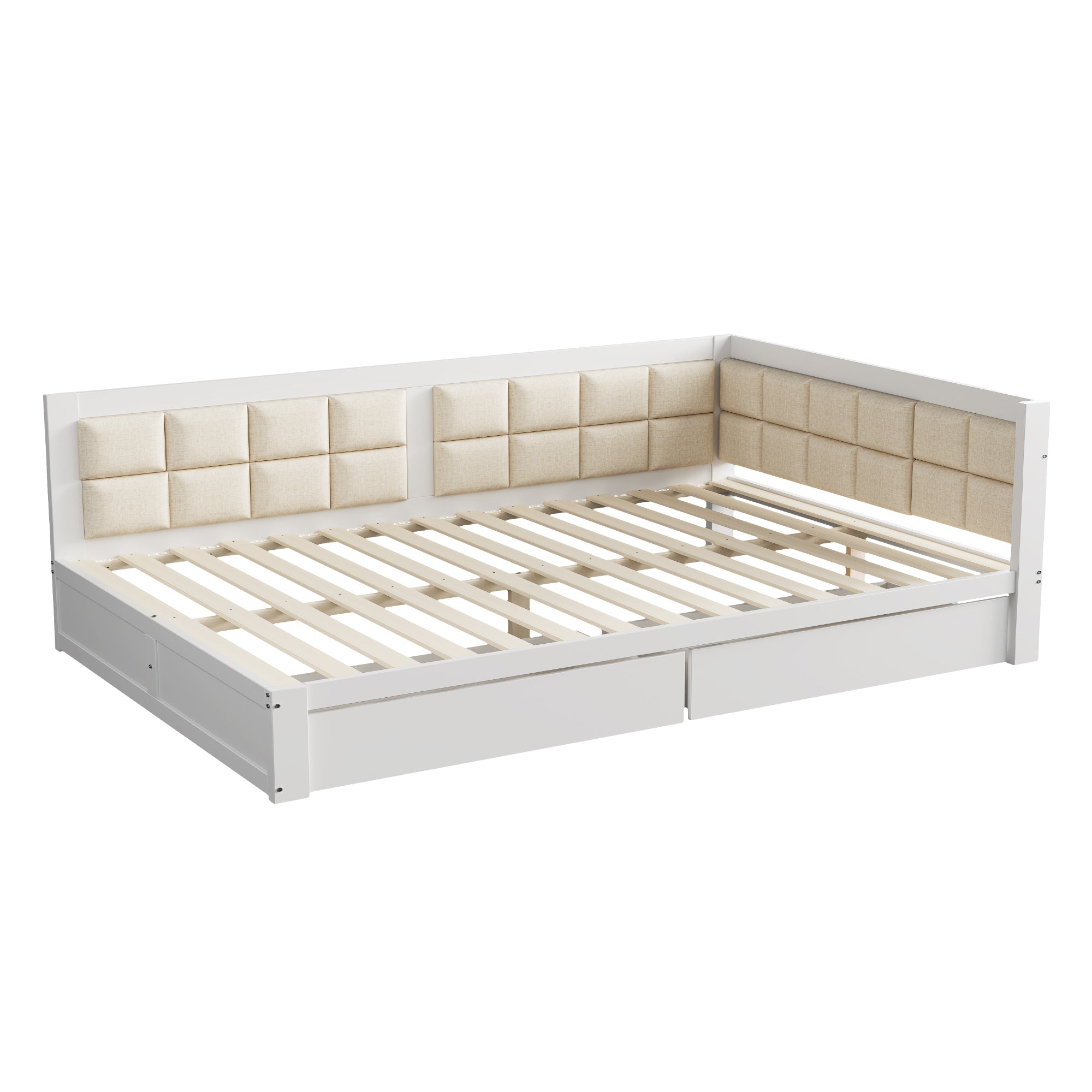 Logidon multifunctionele bedbank 140x200 wit met opbergruimte