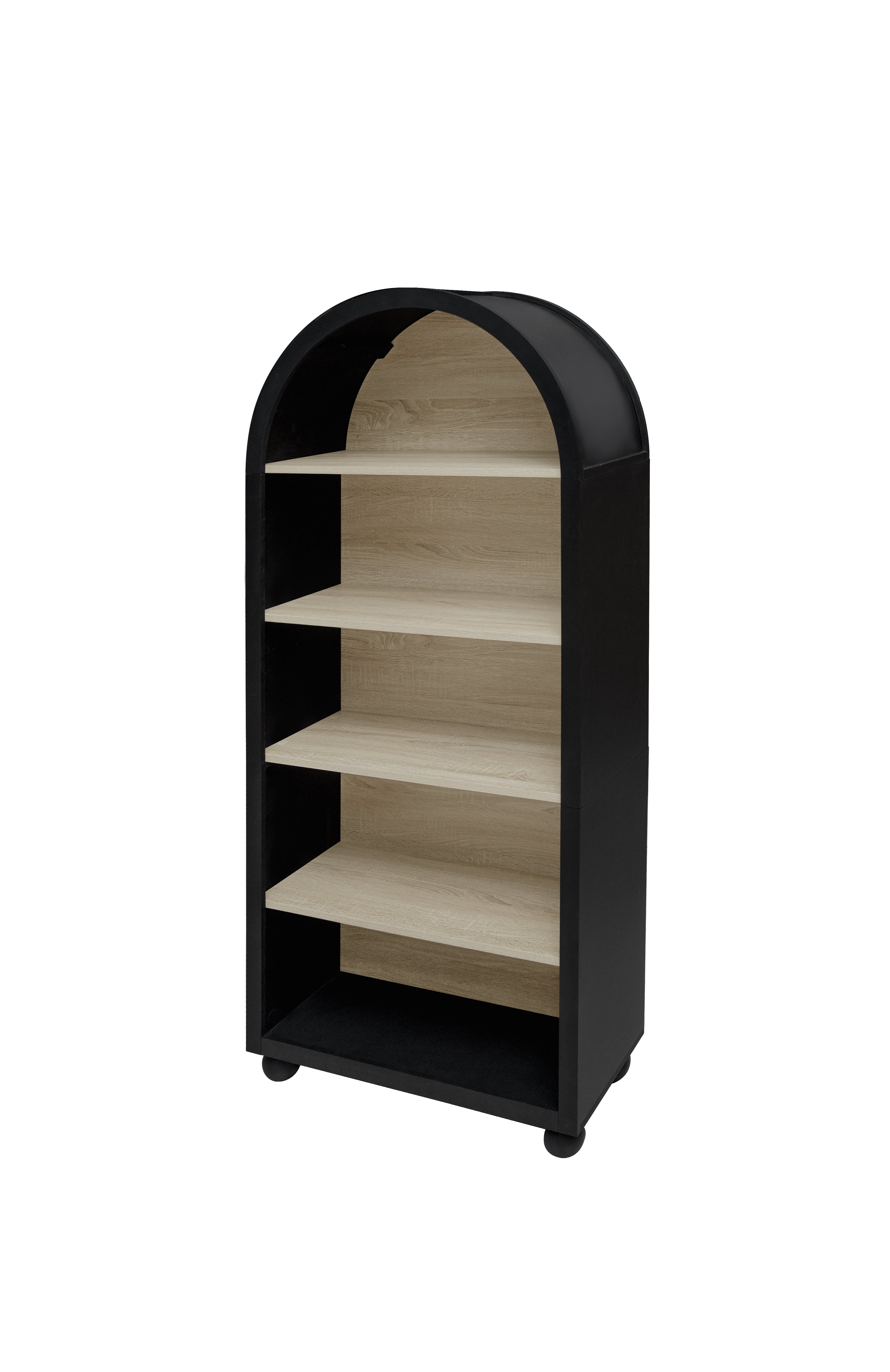 Logidon boekenkast metalen frame zwart naturel hout 70,5 x 30 x 161 cm