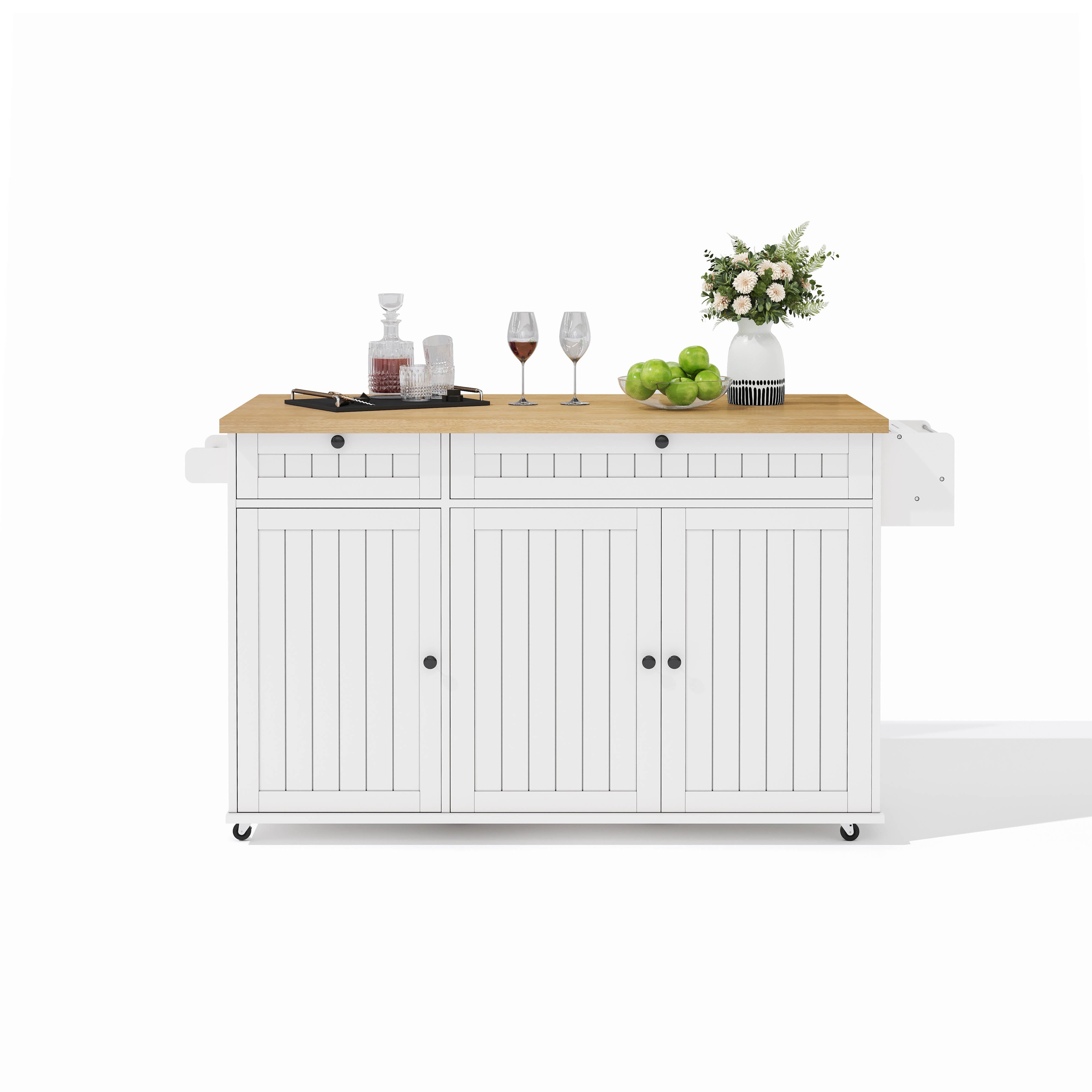 Logidon keukeneiland wit met opklapbaar werkblad 137 x 89,5 x 45 cm