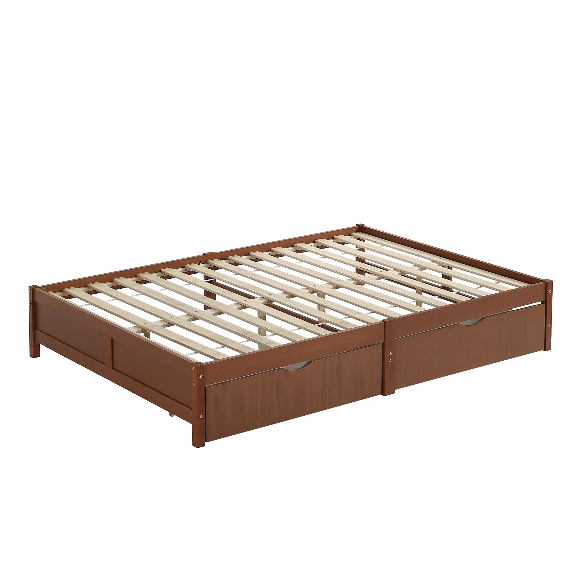 Logidon Kinderbed Vintage Hout Roodbruin 140x200 cm met twee lades