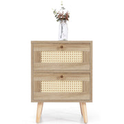 Logidon Nachtkastje eiken rotan 2 lades 55x40x40 cm